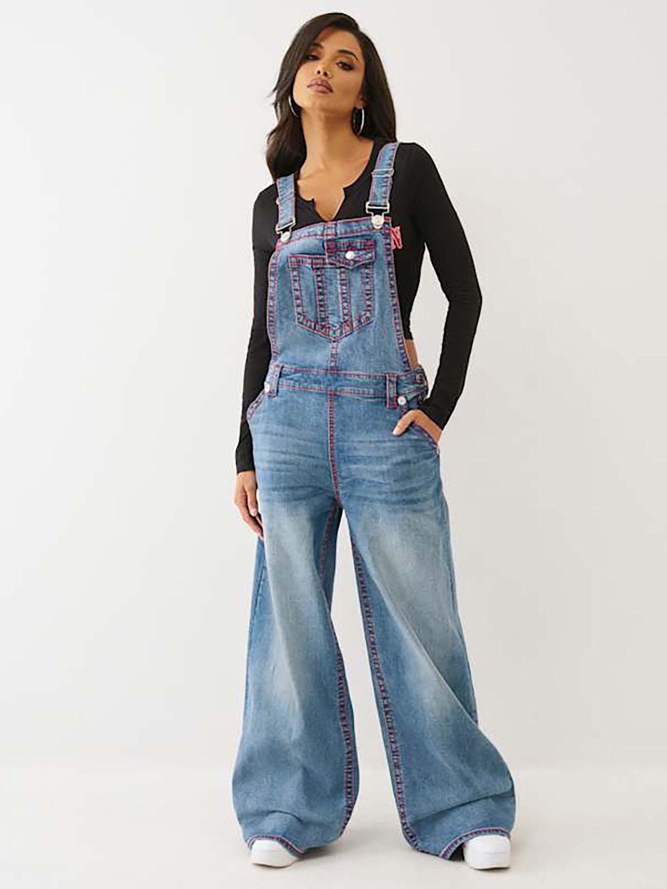  image of true-religion-denim-baggy-overall-big-t-dungarees-mid-wash