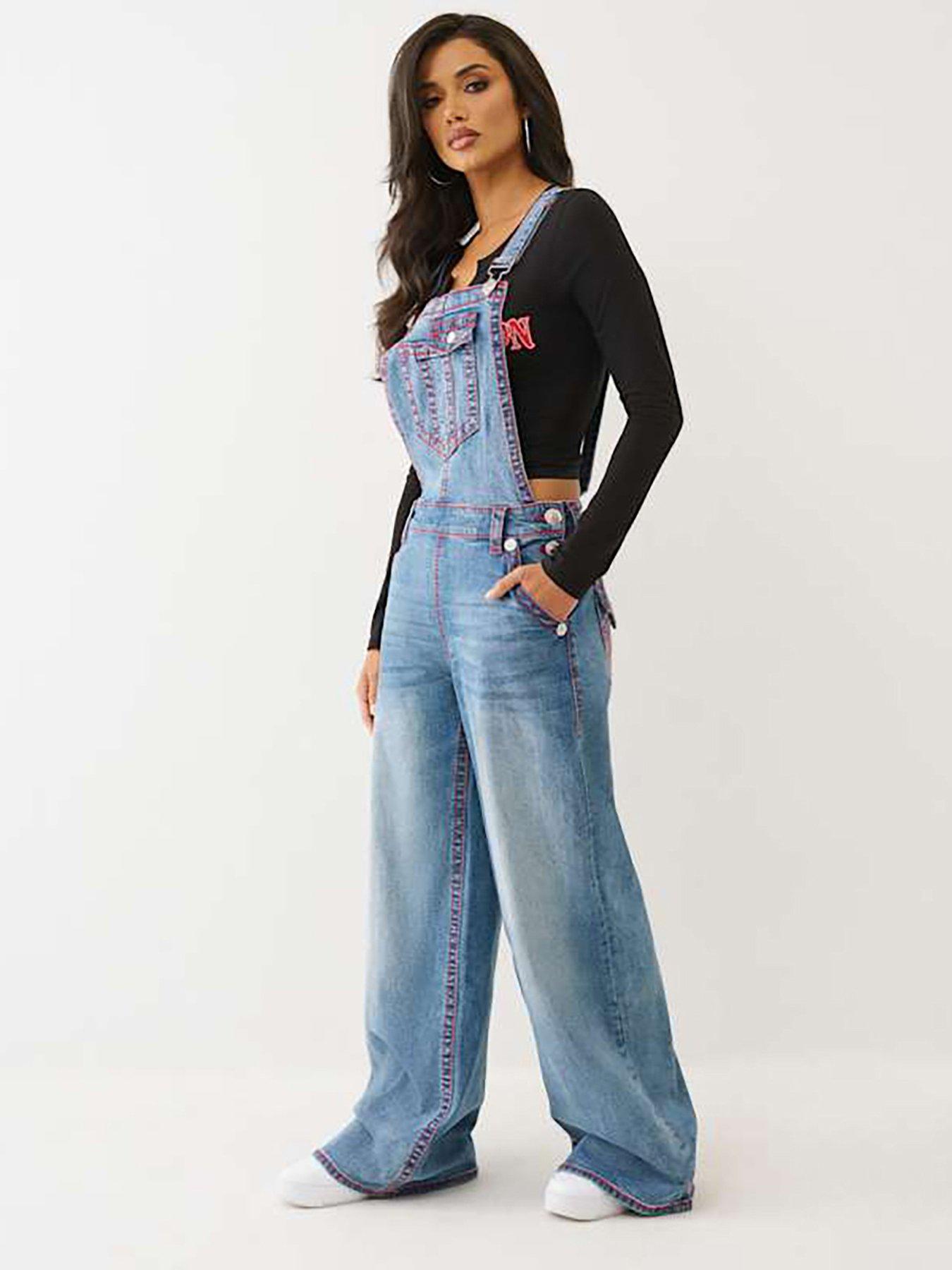  image of true-religion-denim-baggy-overall-big-t-dungarees-mid-wash