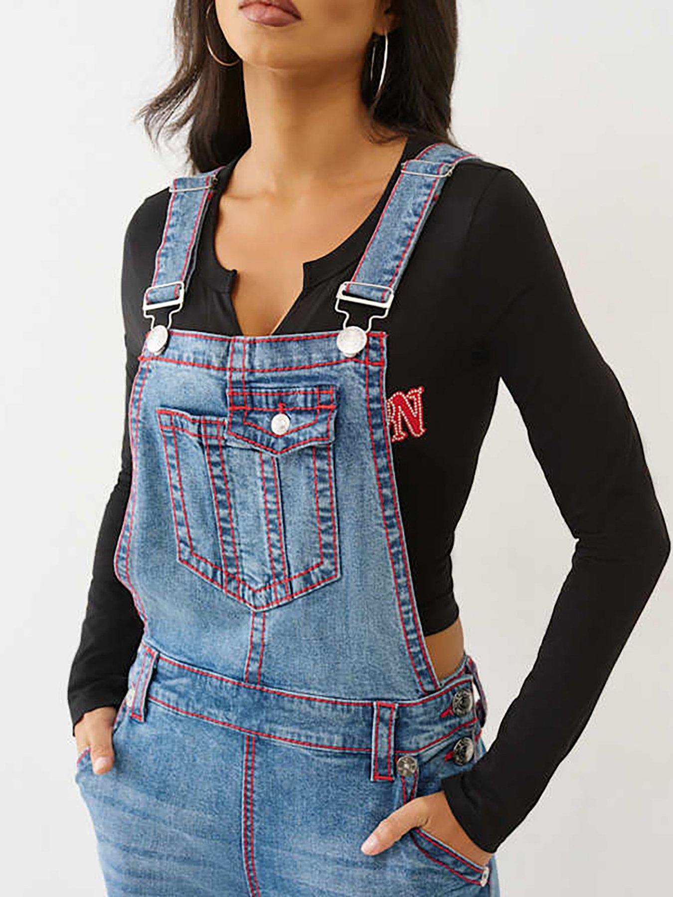  image of true-religion-denim-baggy-overall-big-t-dungarees-mid-wash