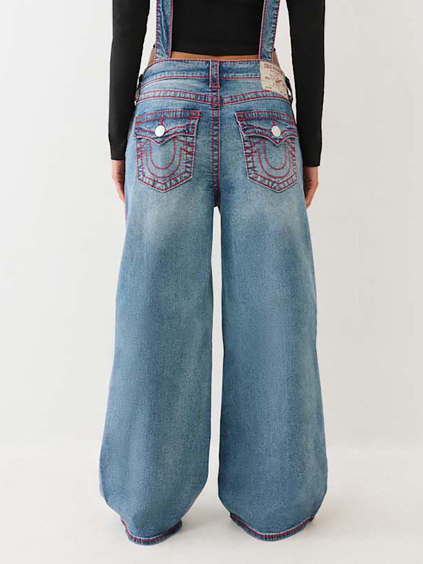  image of true-religion-denim-baggy-overall-big-t-dungarees-mid-wash