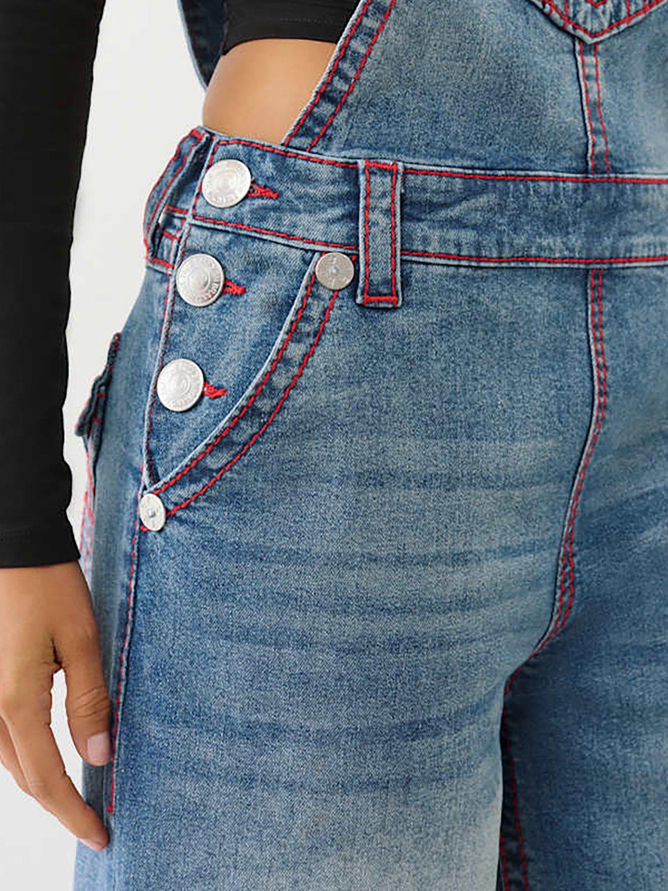  image of true-religion-denim-baggy-overall-big-t-dungarees-mid-wash