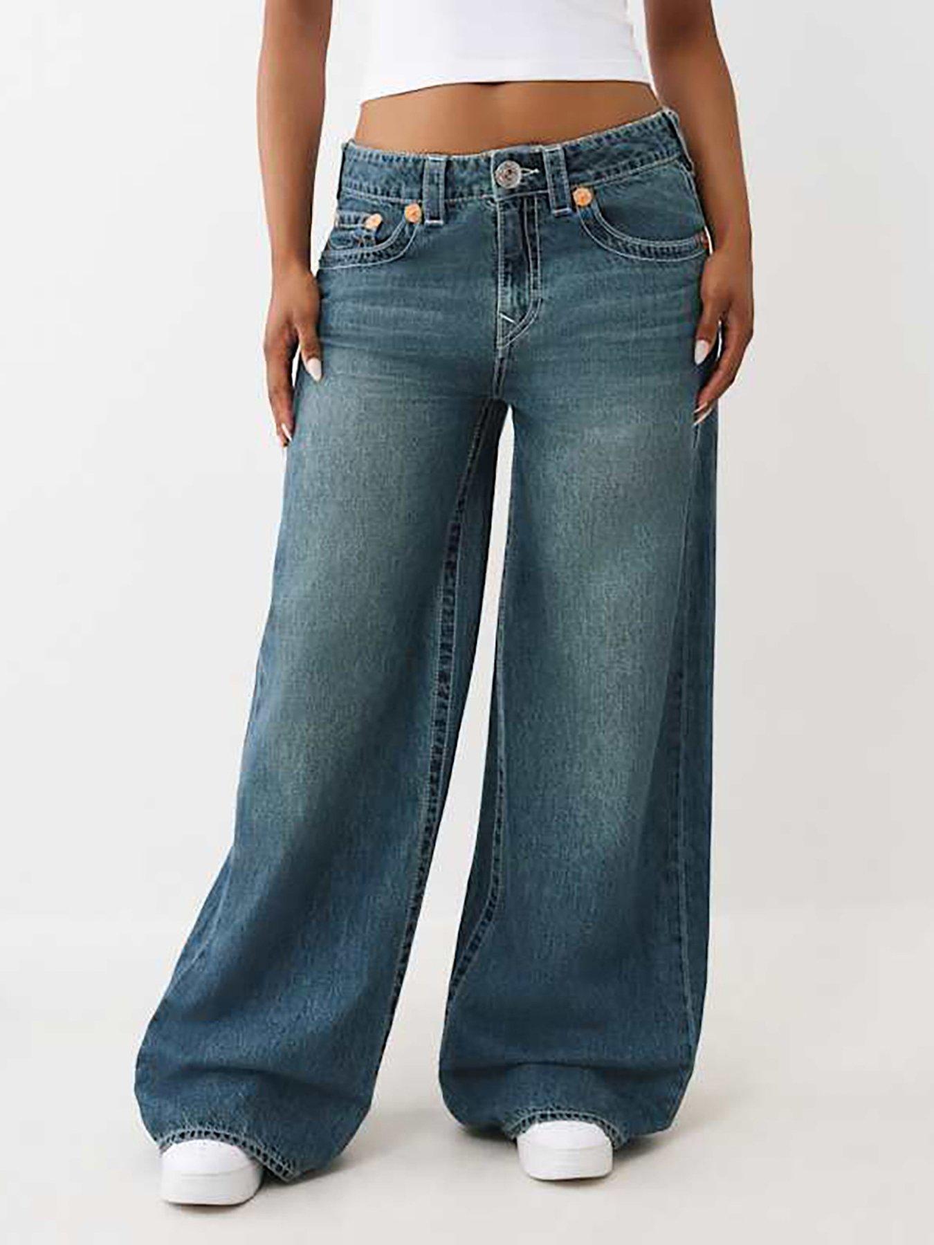 TRUE RELIGION Embroidery Jessie Super Baggy Jeans - Dark Wash