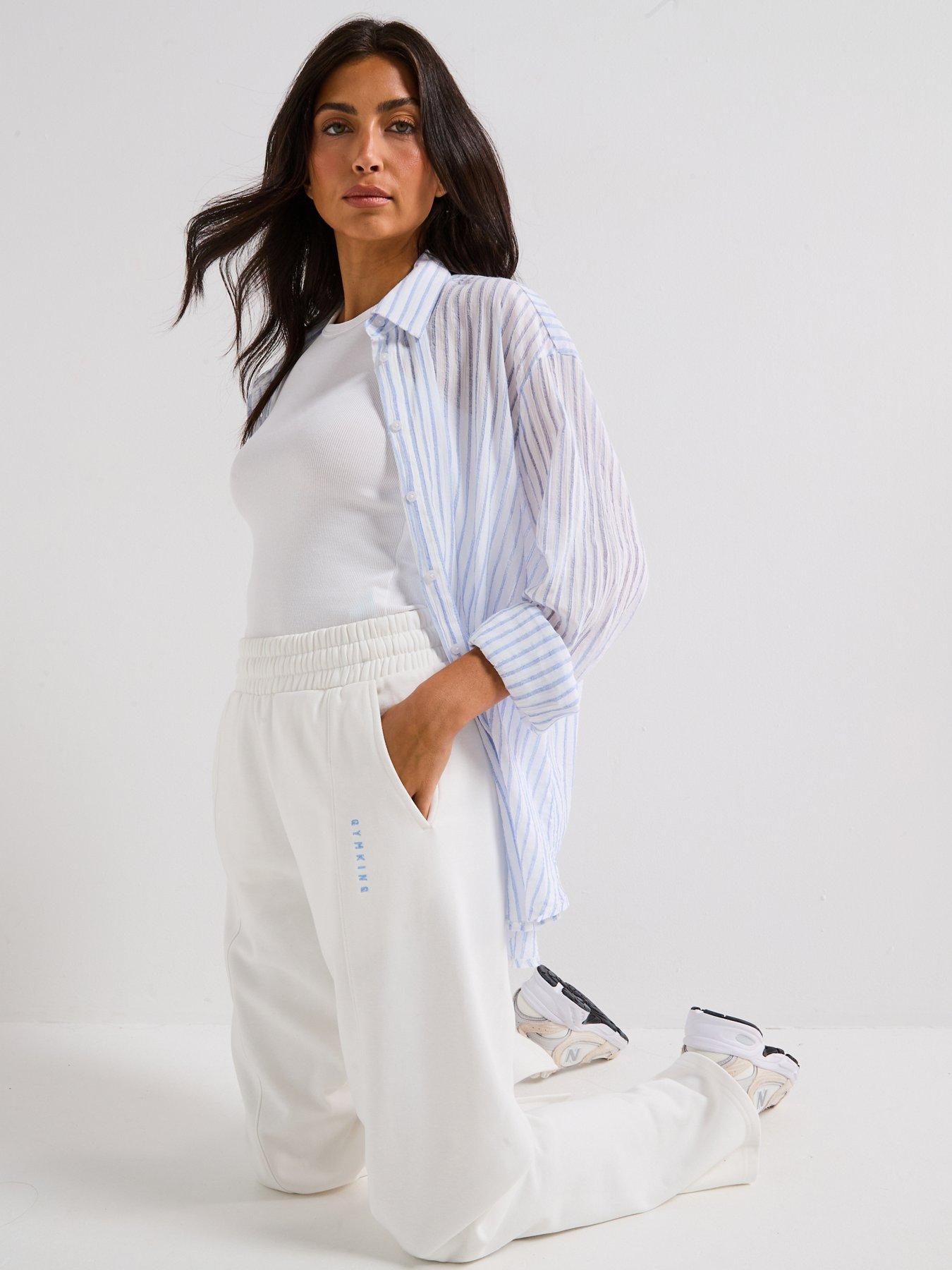 Image 6 of 6 of Gym King Womens Shadow Straight Leg Jogger - Cream