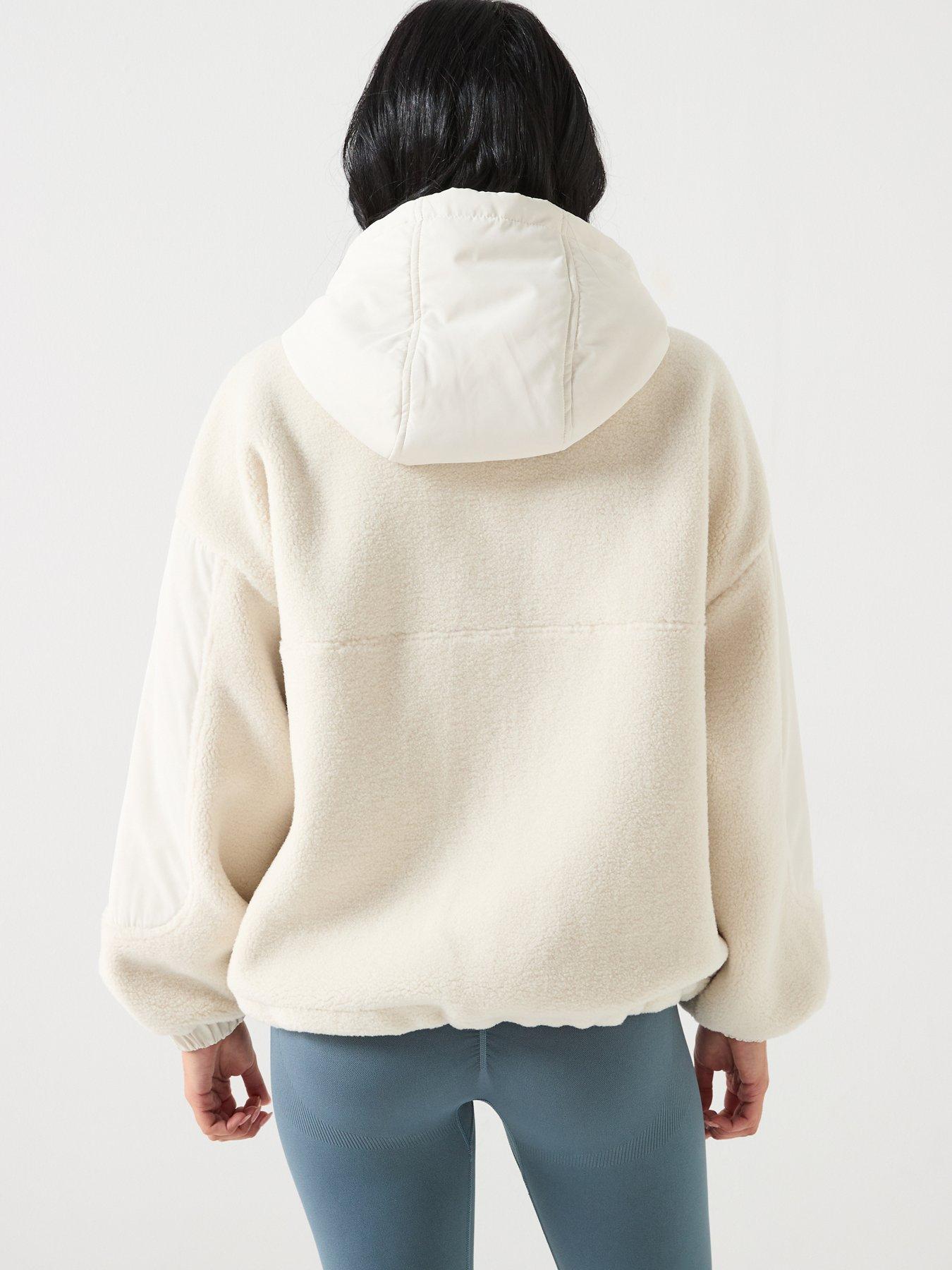 Image 2 of 6 of Gym King Womens Borg Woven Jacket - Cream