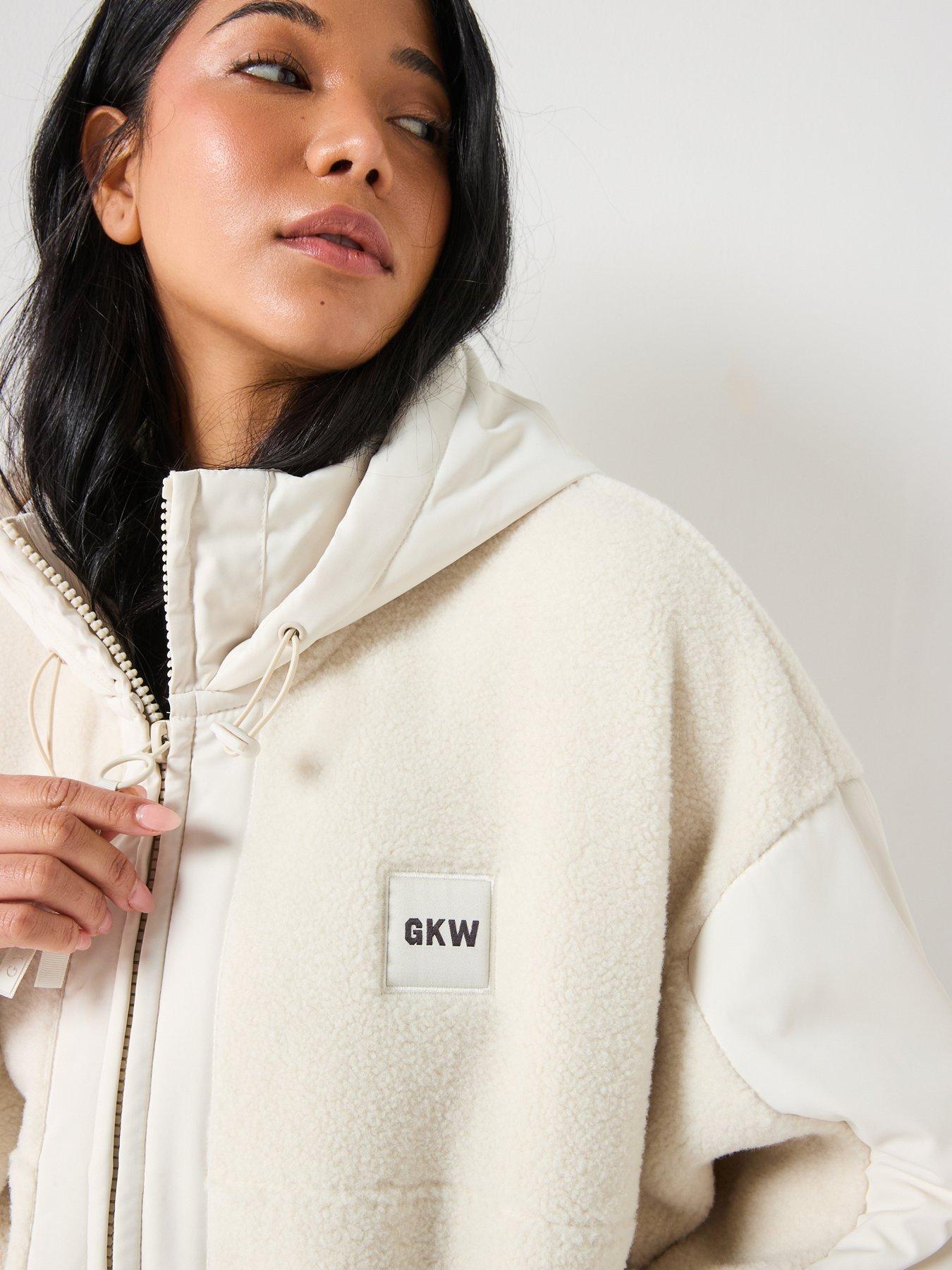 Image 4 of 6 of Gym King Womens Borg Woven Jacket - Cream