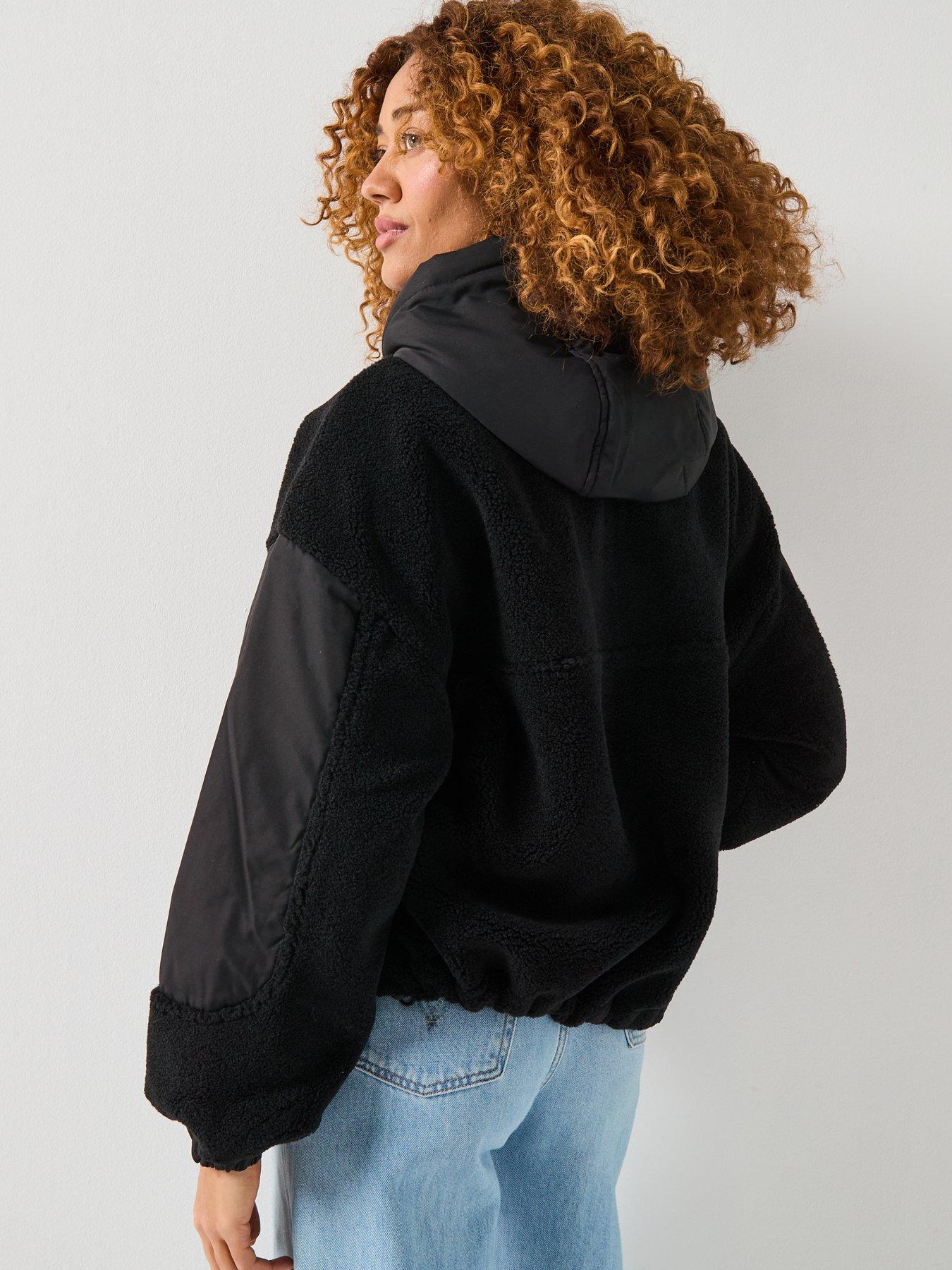 Image 2 of 5 of Gym King Womens Borg Woven Jacket - Black
