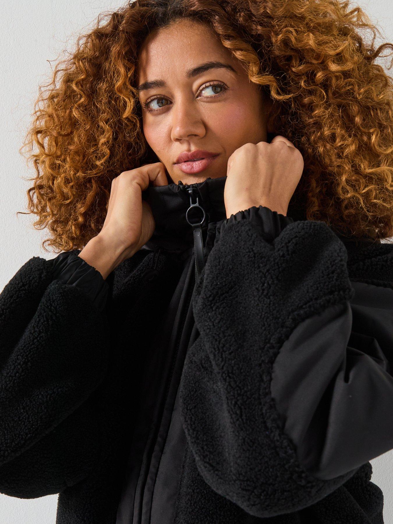 Image 4 of 5 of Gym King Womens Borg Woven Jacket - Black