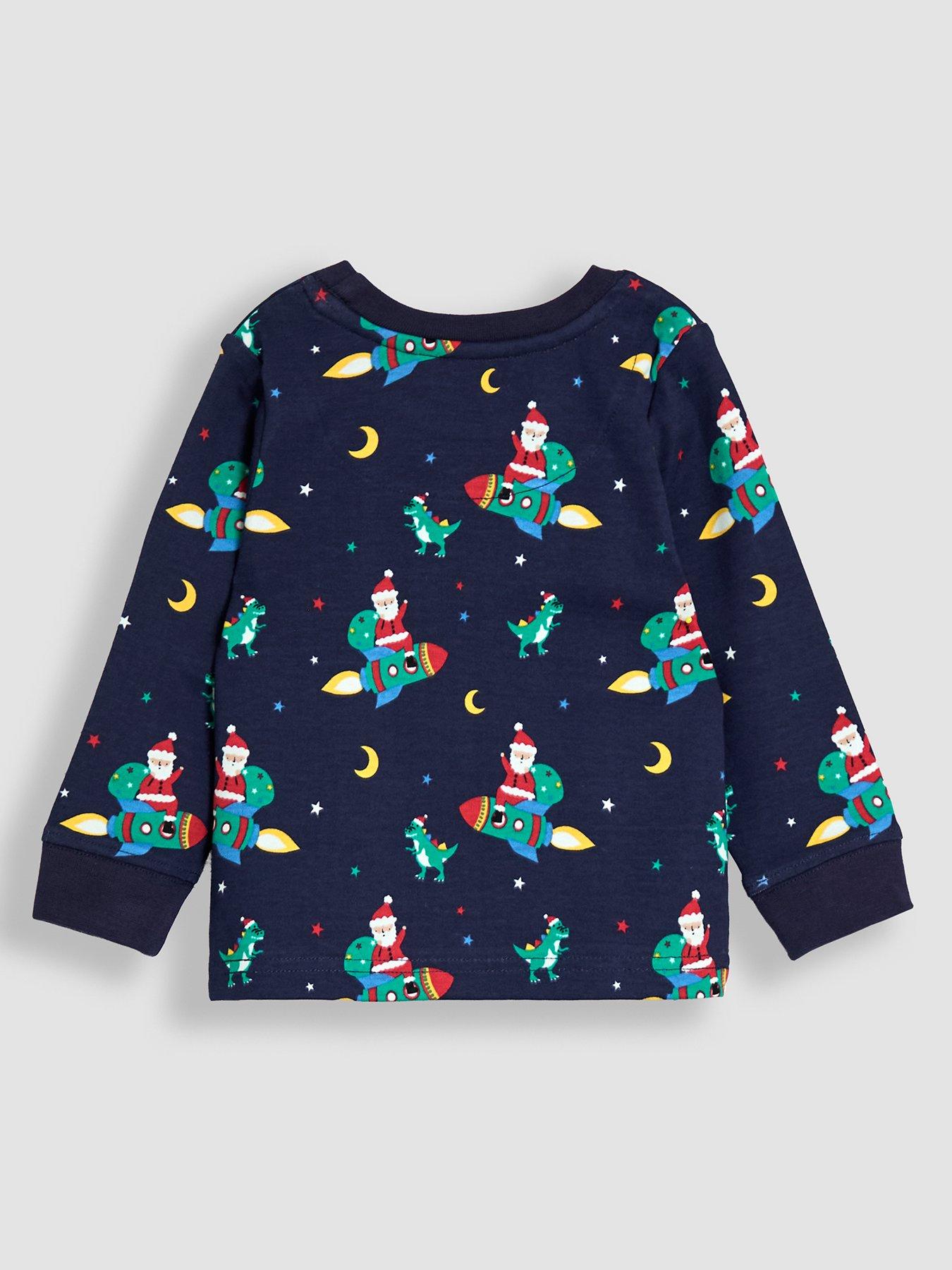  image of jojo-maman-bebe-toddler-boys-glow-in-the-dark-christmas-space-print-pyjamas-navy