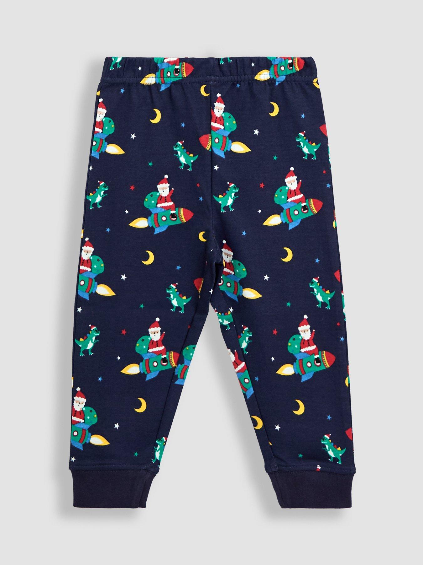  image of jojo-maman-bebe-toddler-boys-glow-in-the-dark-christmas-space-print-pyjamas-navy