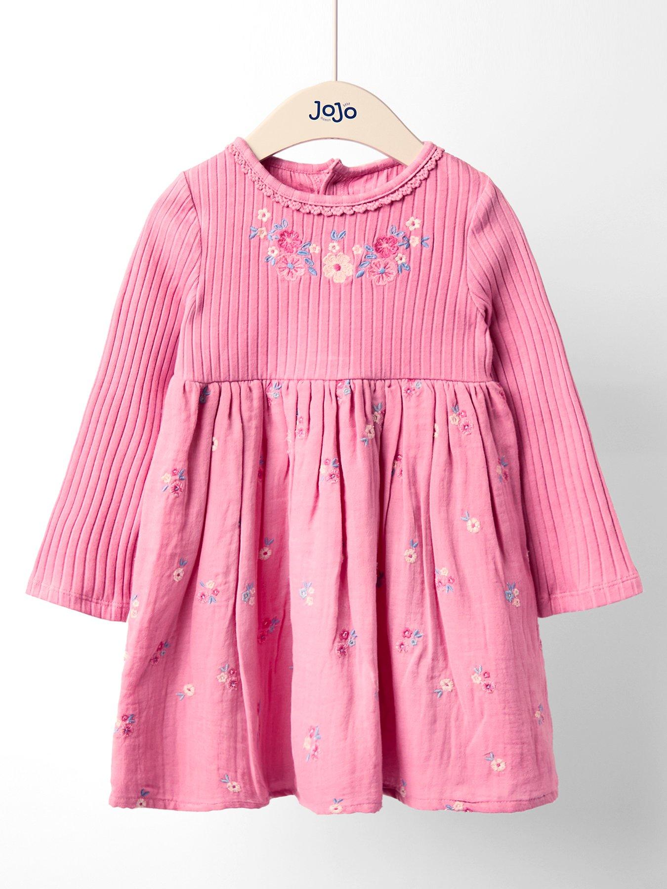 undefined Toddler Girls Pretty Flower Embroidered Combo Dress - Pink
