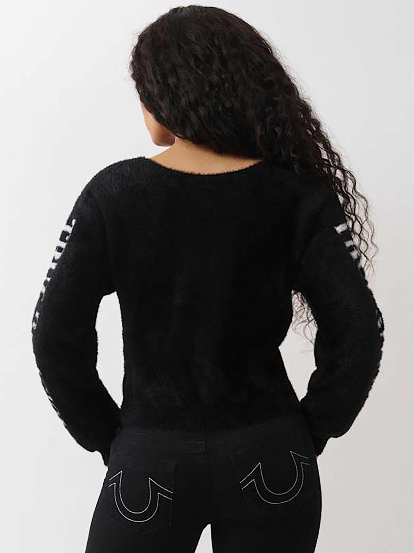 stillFront image of true-religion-fuzzy-reversible-twist-back-sweater-black