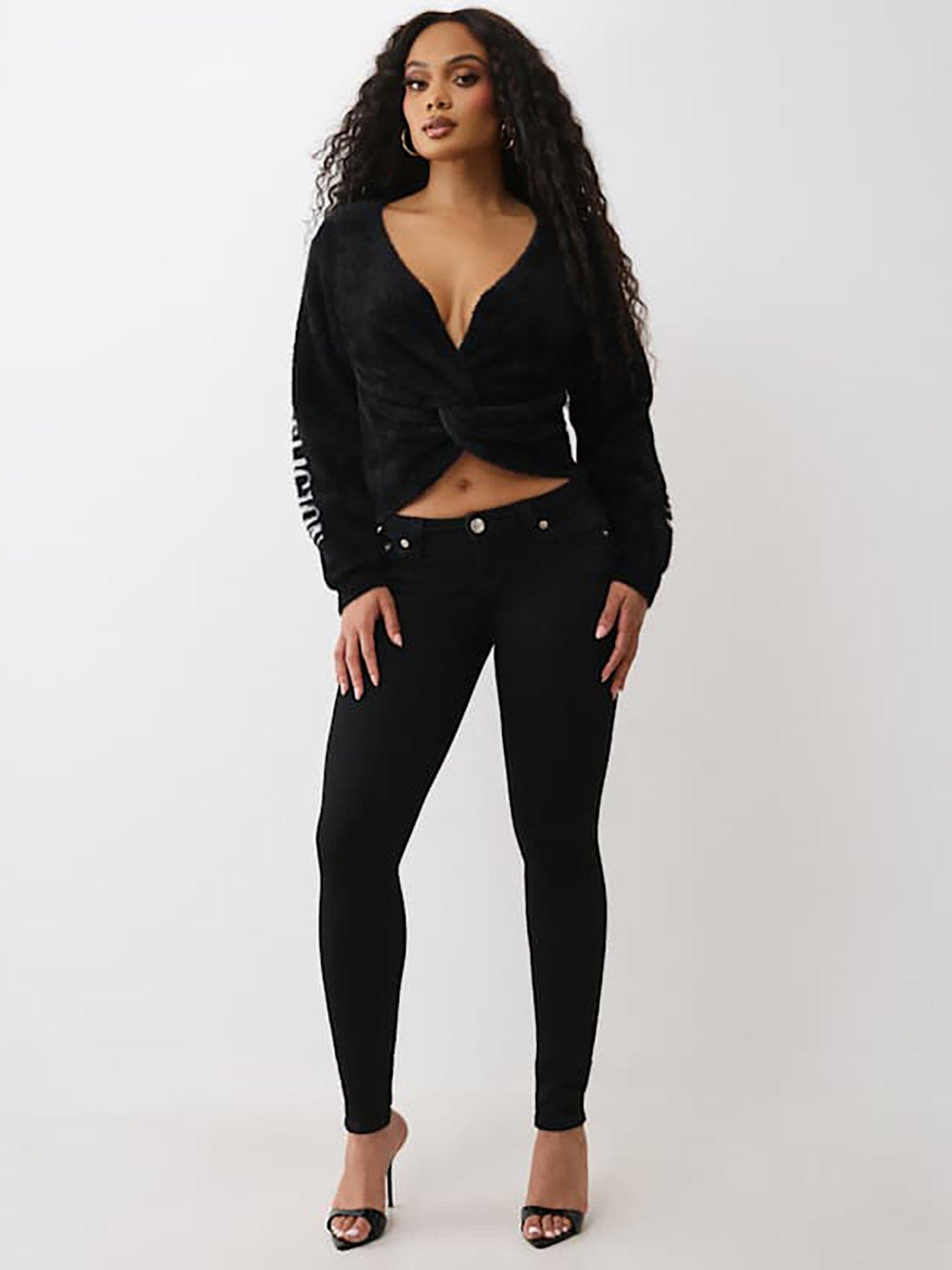  image of true-religion-fuzzy-reversible-twist-back-sweater-black