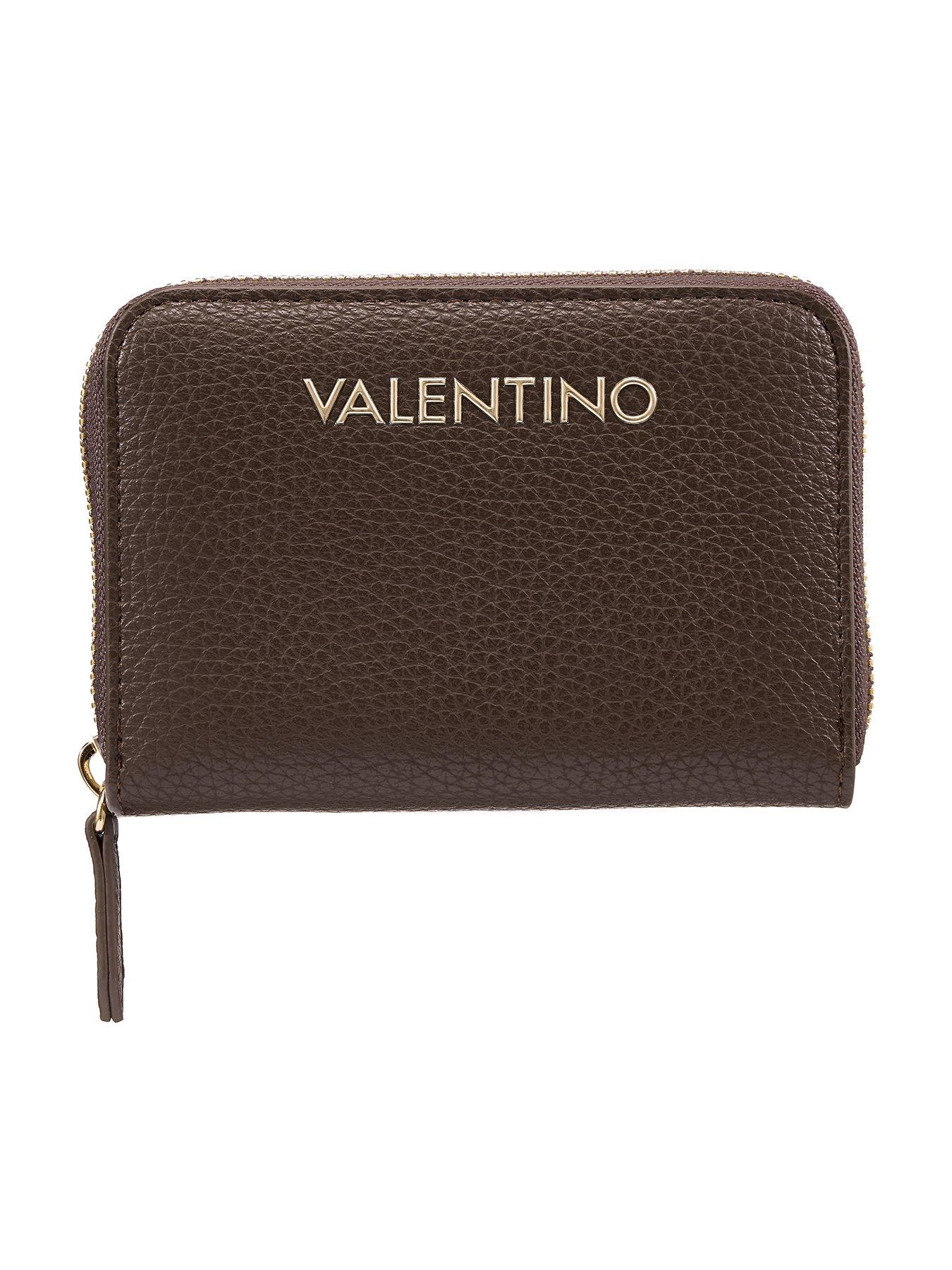front image of valentino-alexia-zip-around-wallet-brown
