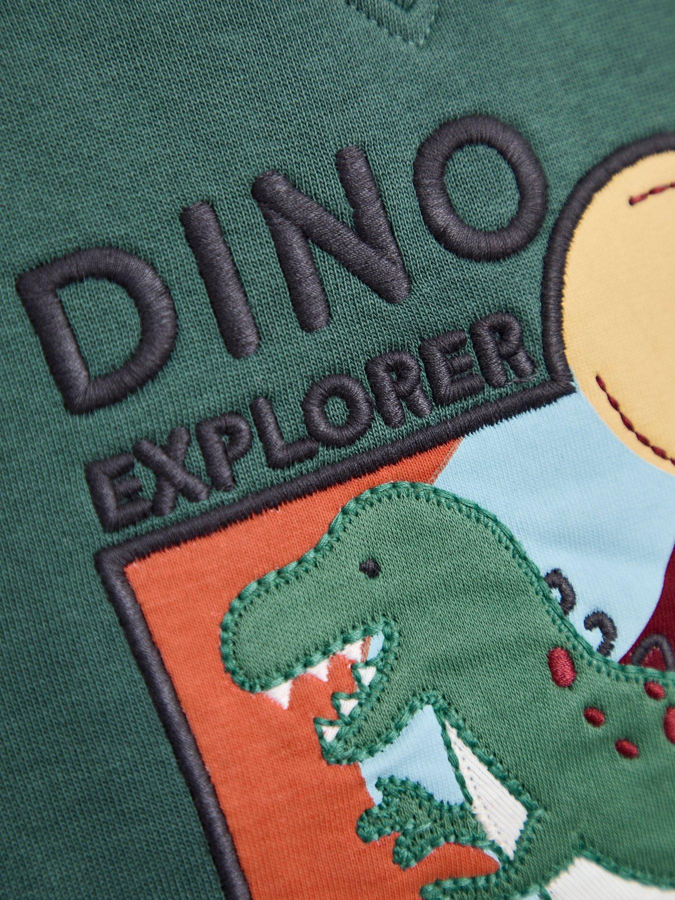 Image 3 of 4 of JoJo Maman Bebe Toddler Boys T-Rex Applique Sweatshirt - Khaki