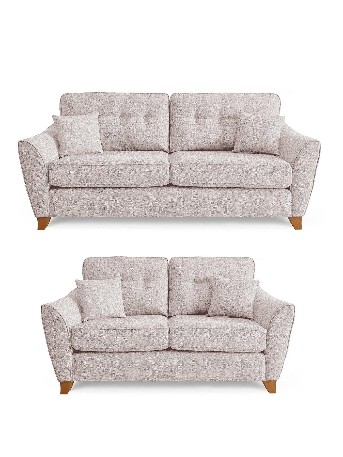 Image 2 of 6 of Very Home Halstow Fabric 3 Seater + 2 Seater Sofa Set (Buy &amp; SAVE!) - Silver -&nbsp;Made to order in the UK