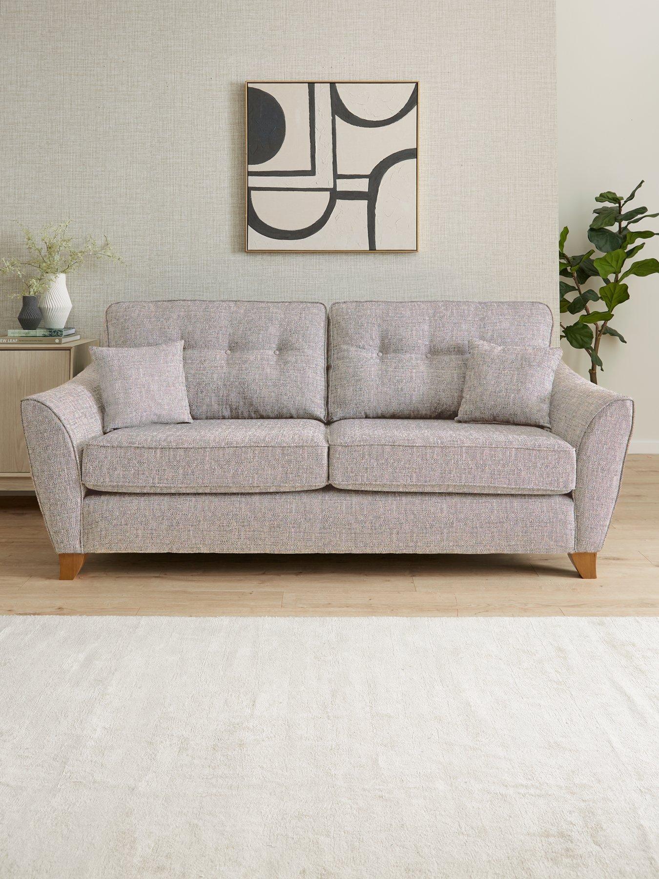 Very Home Halstow 3 Seater Fabric Sofa - Silver - Made to order in the UK