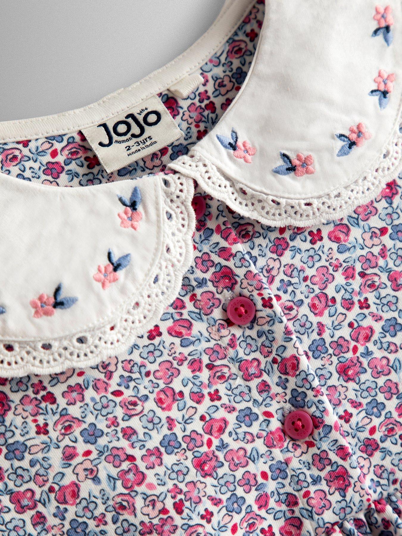  image of jojo-maman-bebe-toddler-girls-floral-button-front-peter-pan-dress-dark-red