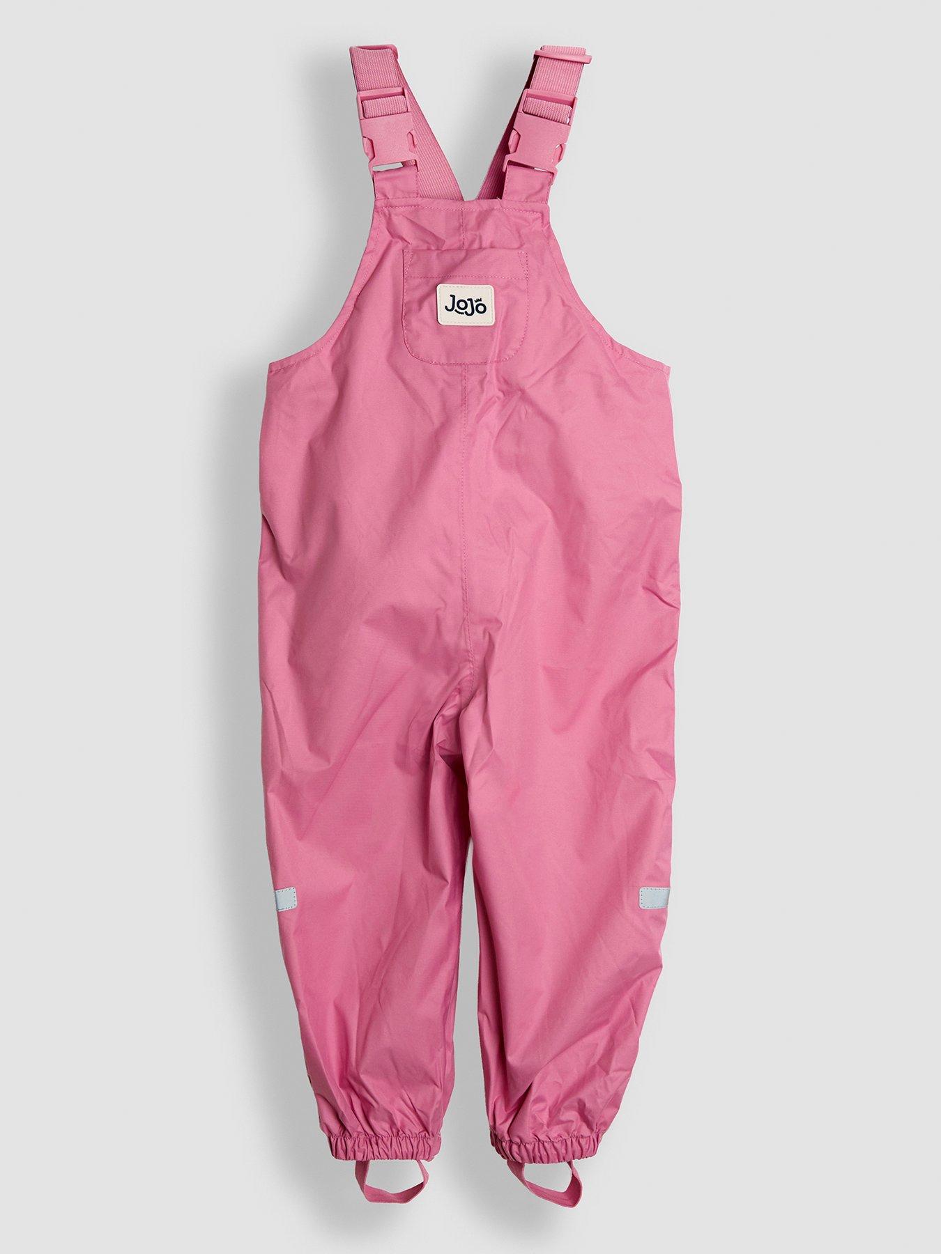 stillFront image of jojo-maman-bebe-toddler-girls-pack-away-waterproof-dungaree-pink