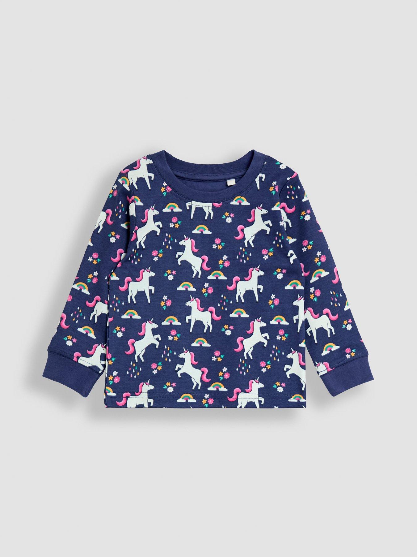 Image 3 of 6 of JoJo Maman Bebe Toddler Girls Glow In The Dark Unicorn Print Jersey Pyjamas - Purple