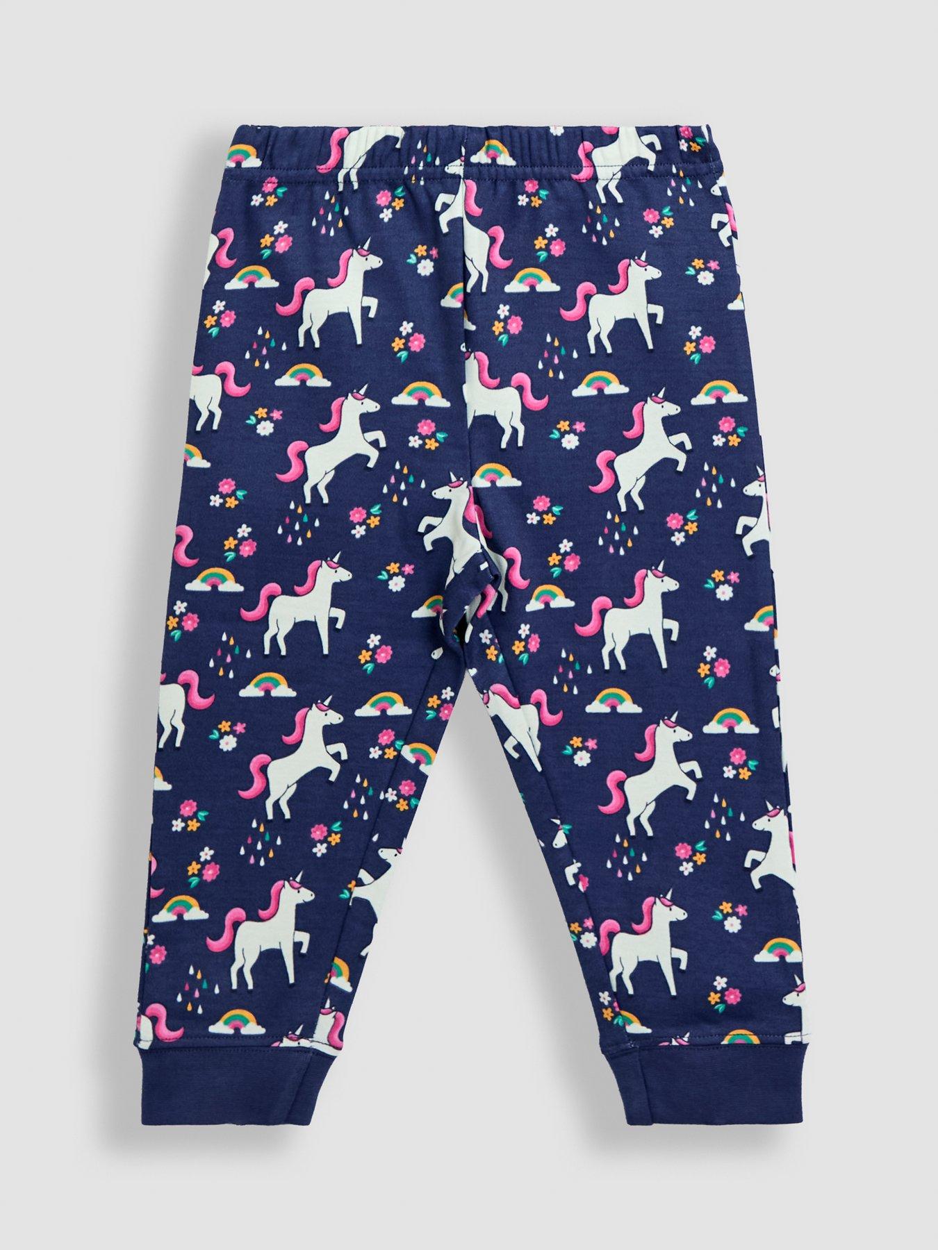 Image 5 of 6 of JoJo Maman Bebe Toddler Girls Glow In The Dark Unicorn Print Jersey Pyjamas - Purple