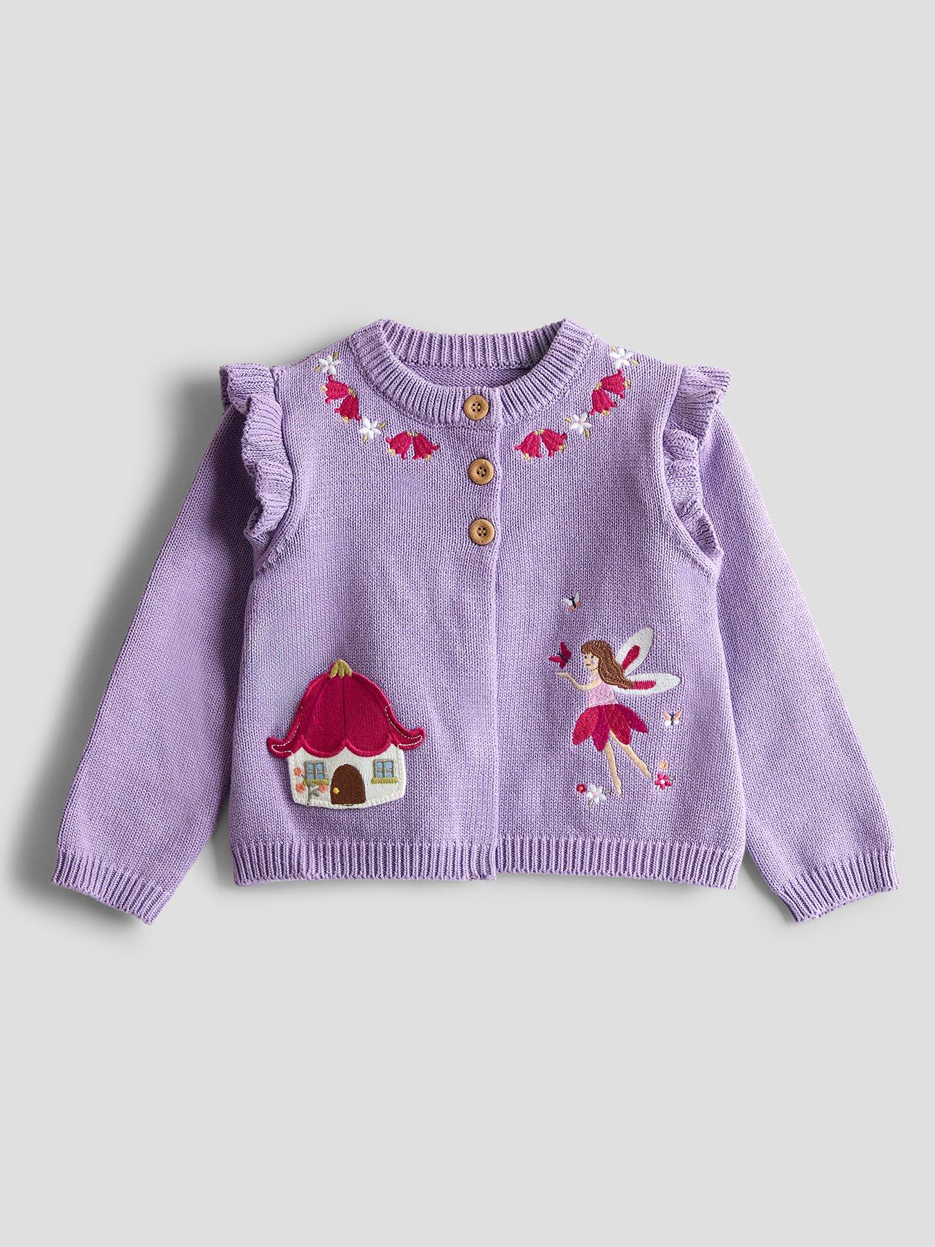JoJo Maman Bebe Toddler Girls Tulip  &  Fairy Pet In Pocket Cardigan - Purple