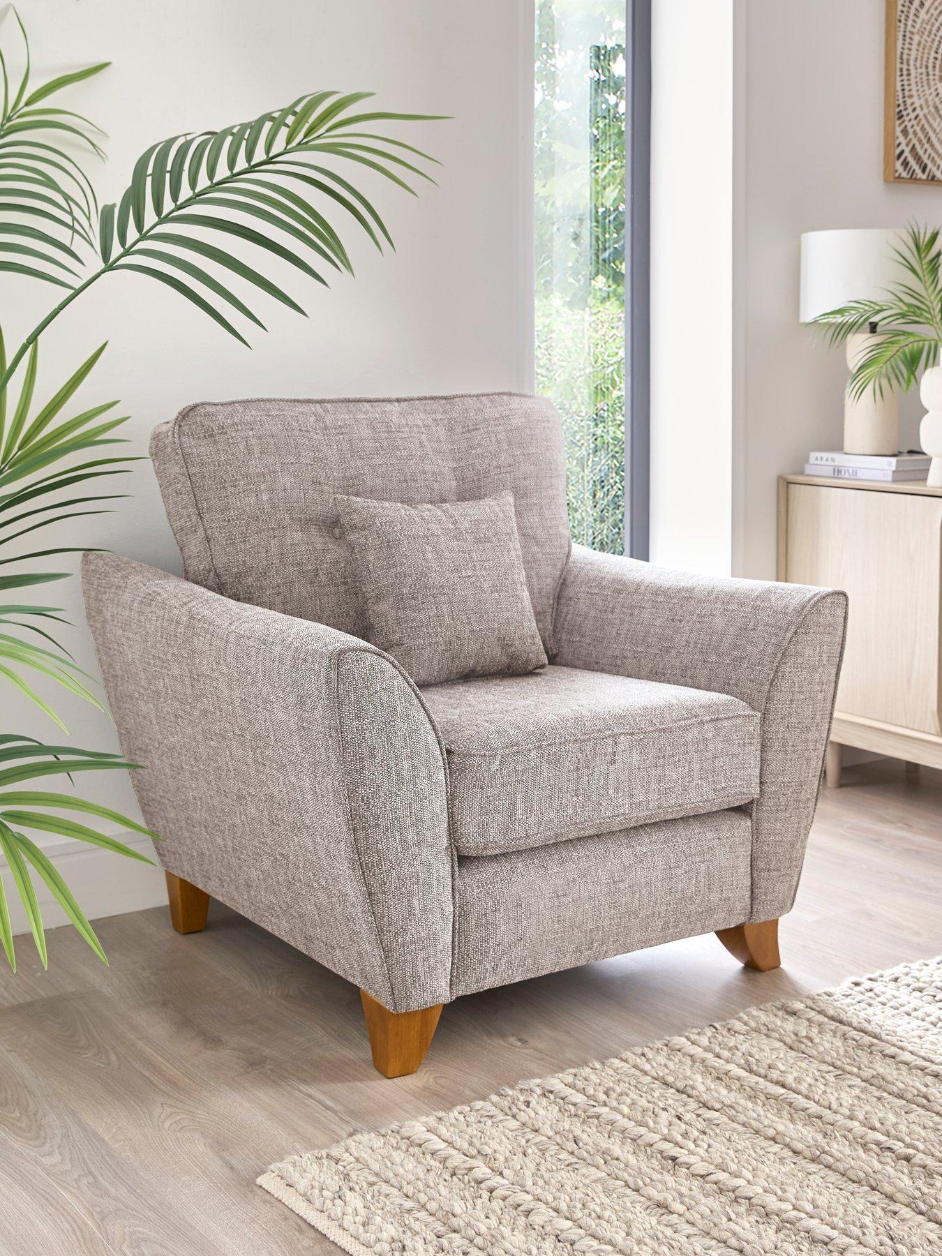 Image 1 of 5 of Very Home Halstow Fabric Armchair - Silver&nbsp;- Made to order in the UK