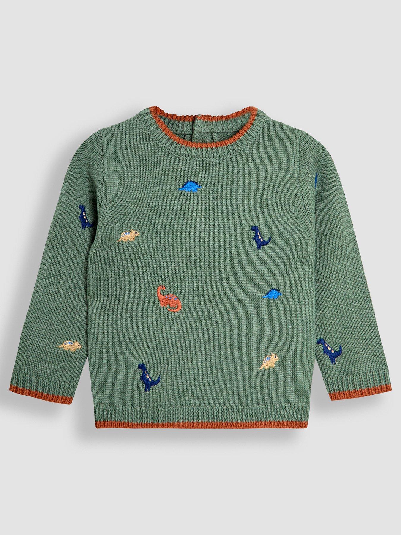 JoJo Maman Bebe Toddler Boys Dino Embroidered Jumper - Green