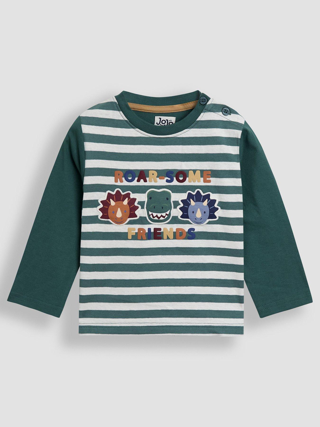  image of jojo-maman-bebe-toddler-boys-dino-friends-applique-top-green