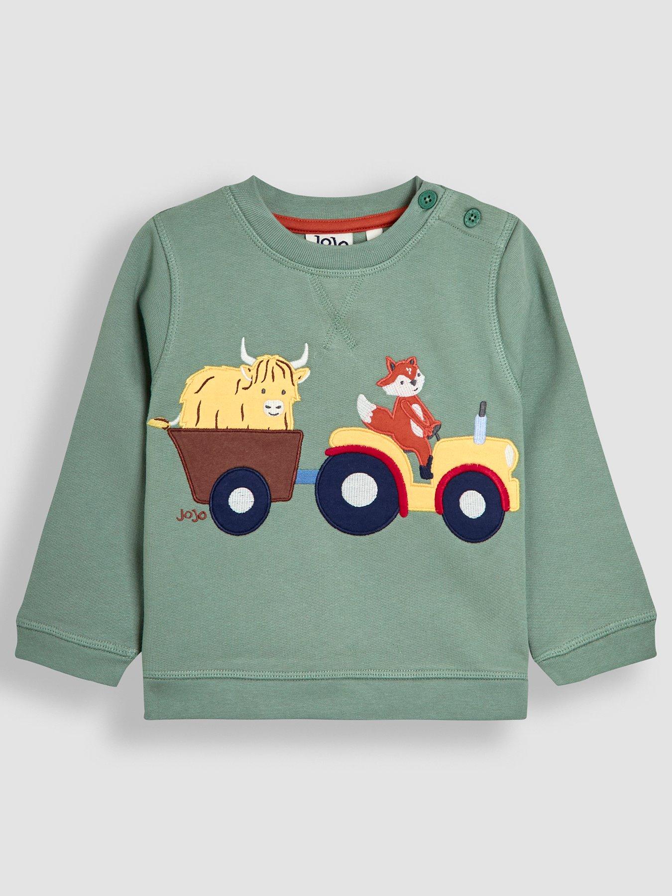 undefined Toddler Boys Tractor  &  Trailer Applique Sweatshirt - Green