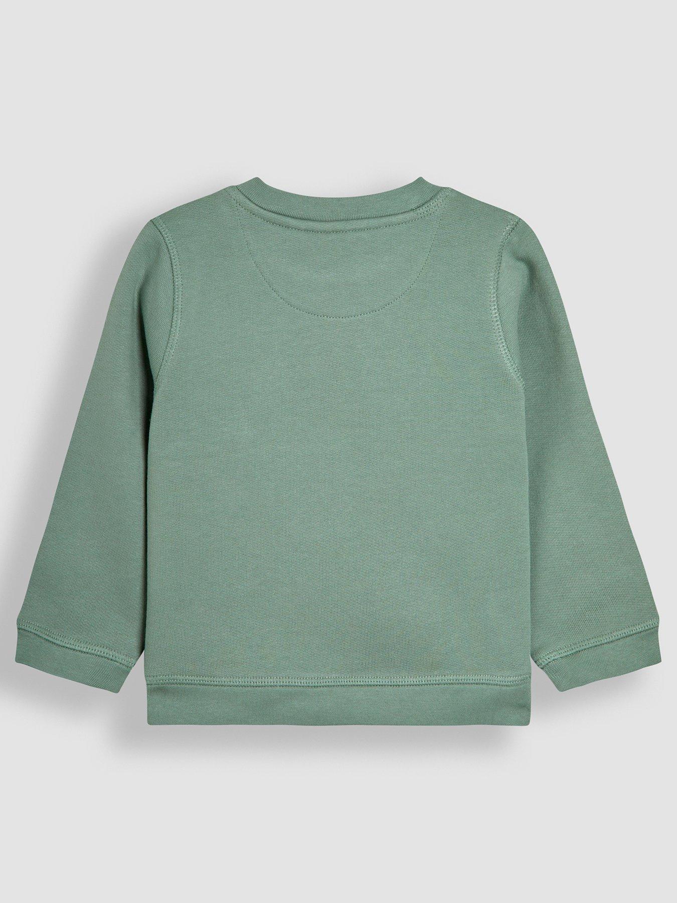 Image 2 of 3 of JoJo Maman Bebe Toddler Boys Tractor &amp; Trailer Applique Sweatshirt - Green