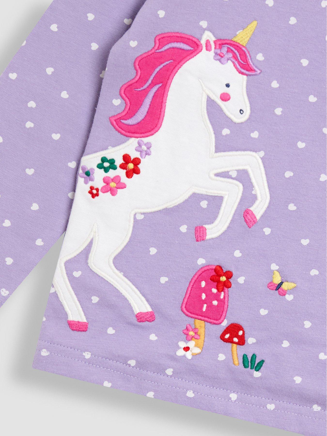 Image 4 of 4 of JoJo Maman Bebe Toddler Girls Unicorn And Fairy Applique Top - Purple