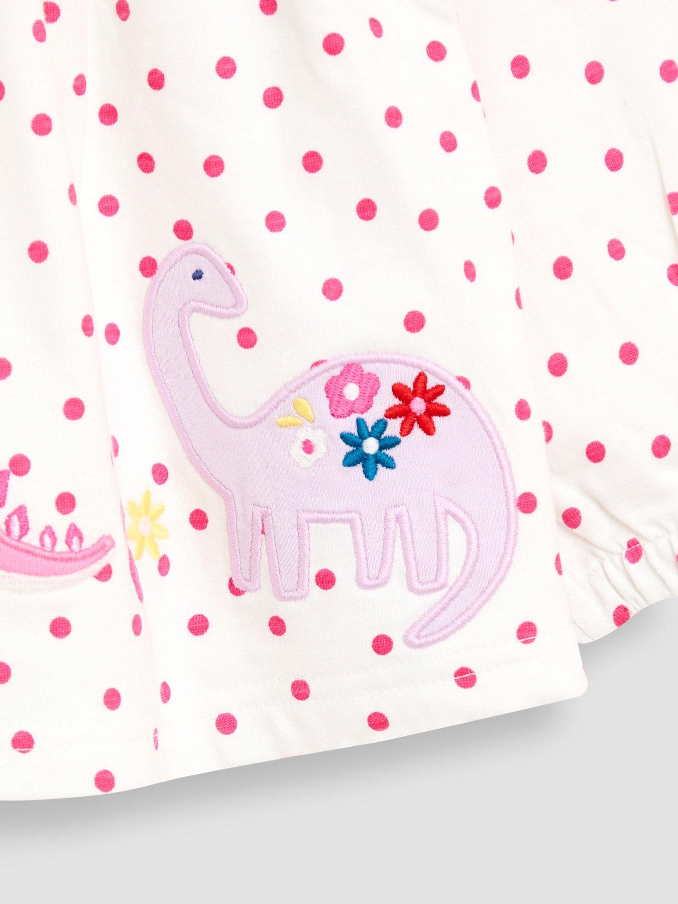 Image 3 of 3 of JoJo Maman Bebe Toddler Girls Dino Applique Floral Frill Tunic - Cream