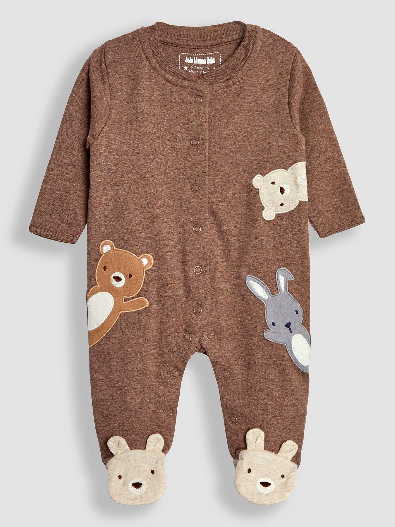 Image 2 of 5 of JoJo Maman Bebe Baby Unisex Woodland Friends Sleepsuit - Brown