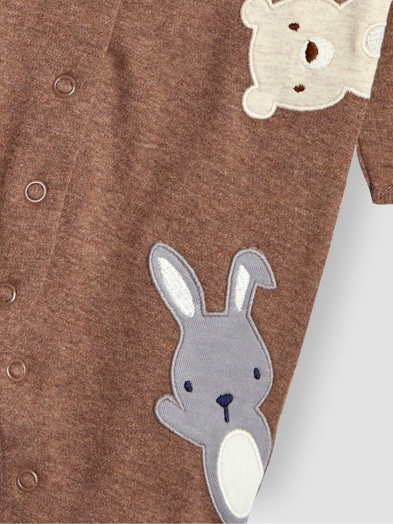 Image 4 of 5 of JoJo Maman Bebe Baby Unisex Woodland Friends Sleepsuit - Brown