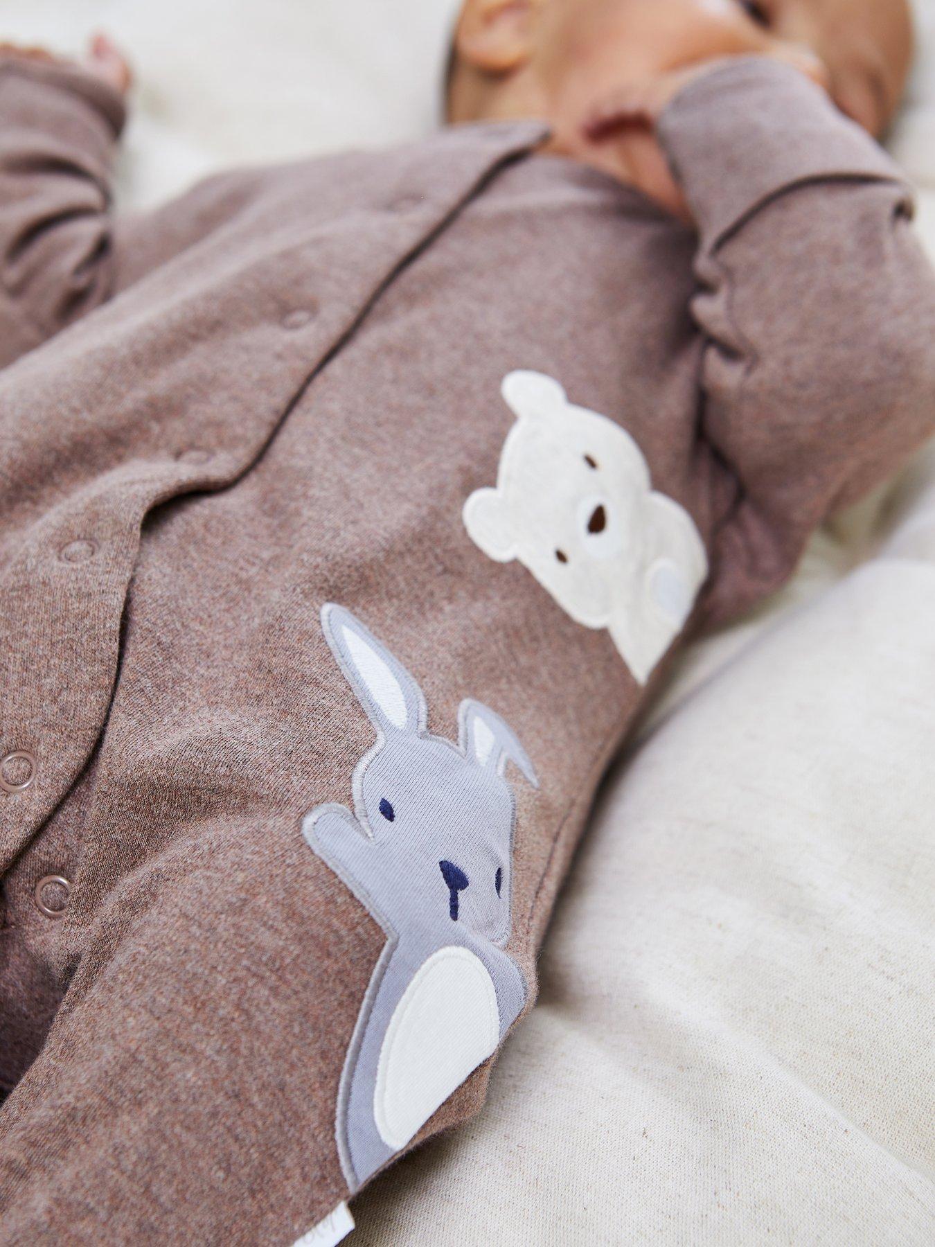 Image 5 of 5 of JoJo Maman Bebe Baby Unisex Woodland Friends Sleepsuit - Brown