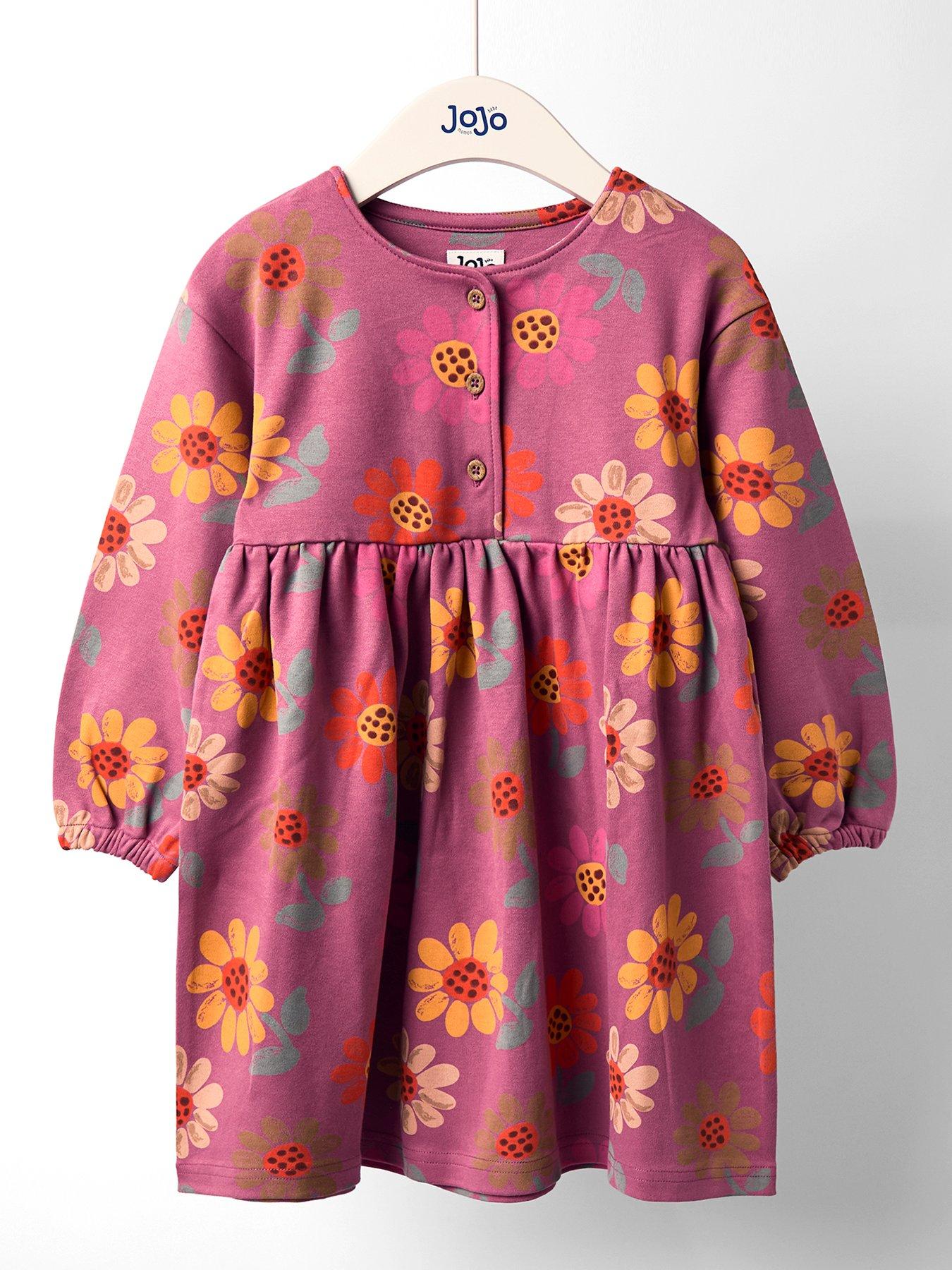 JoJo Maman Bebe Toddler Girls Floral Button Front Dress - Pink