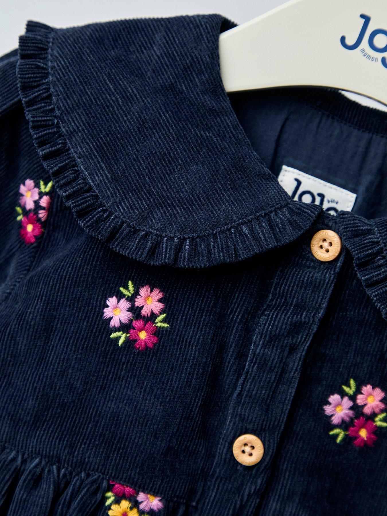  image of jojo-maman-bebe-toddler-girls-floral-embroidered-button-through-dress-multi