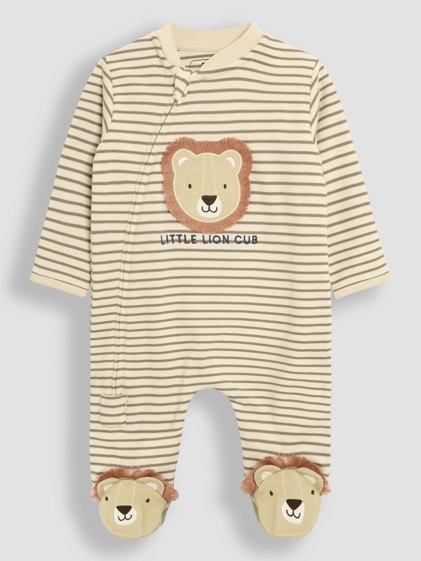 undefined Baby Boys Lion Applique Zip Sleepsuit - Cream