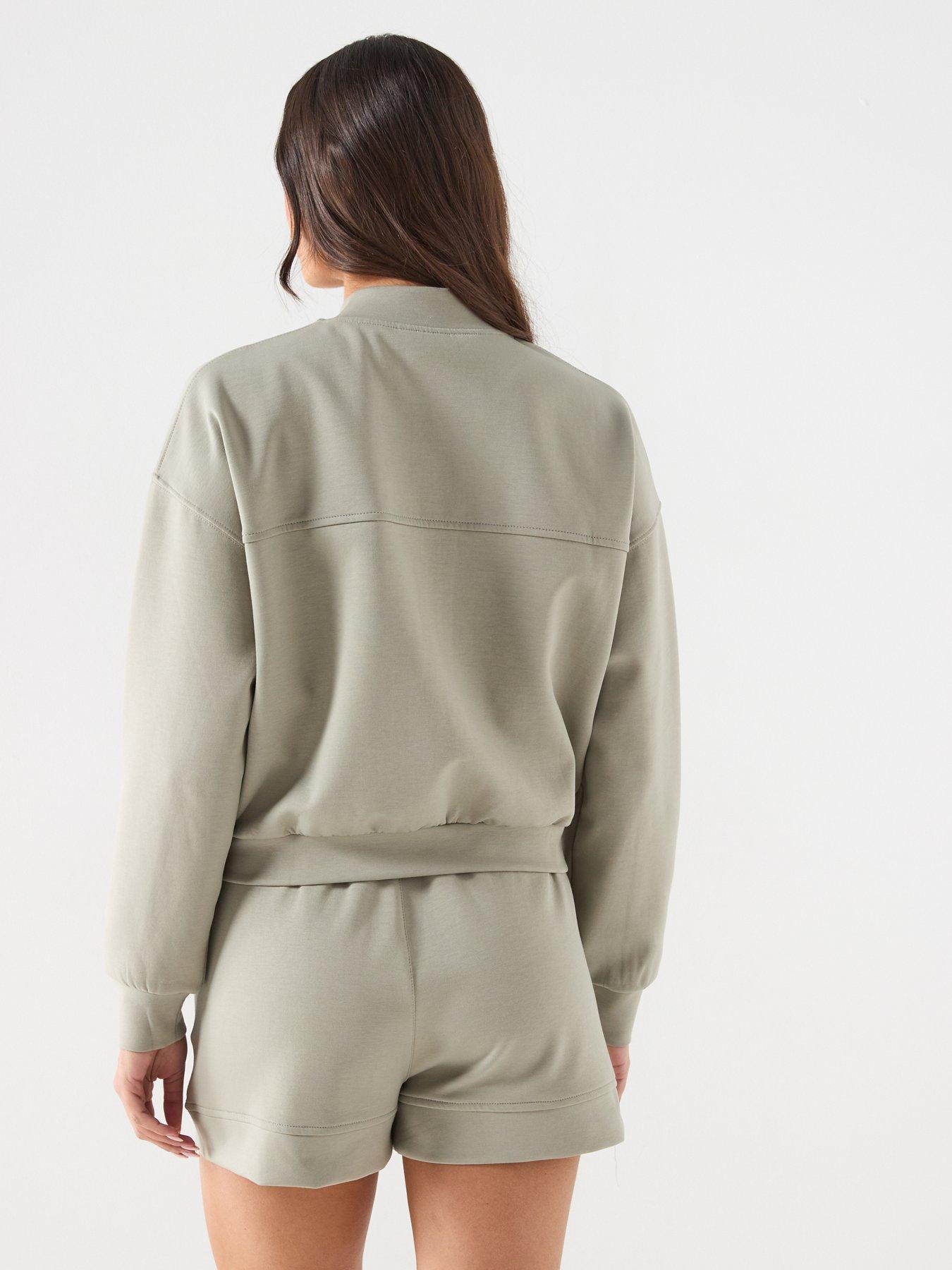  image of gym-king-womens-retreat-cropped-bomber-sage-green