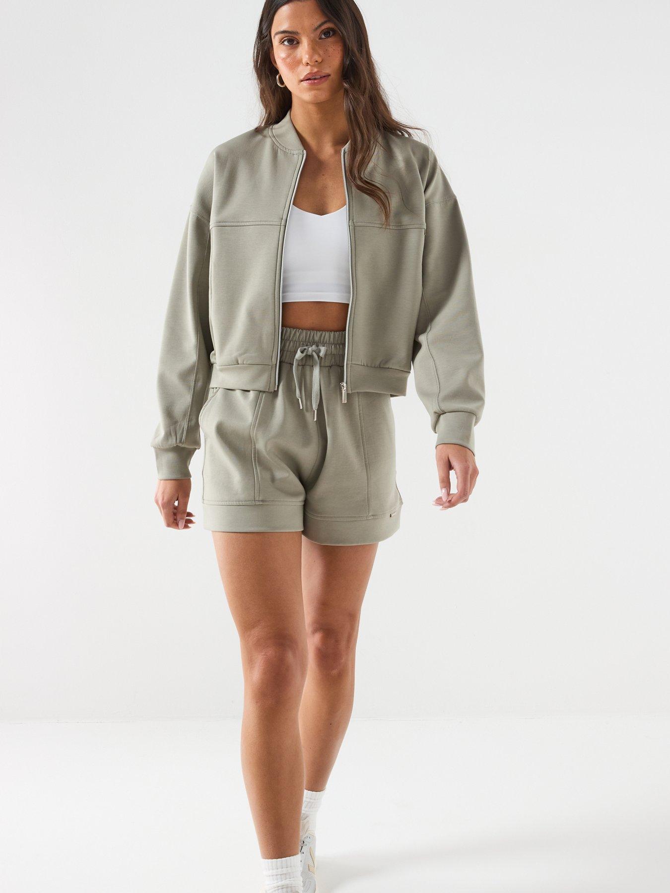 image of gym-king-womens-retreat-cropped-bomber-sage-green