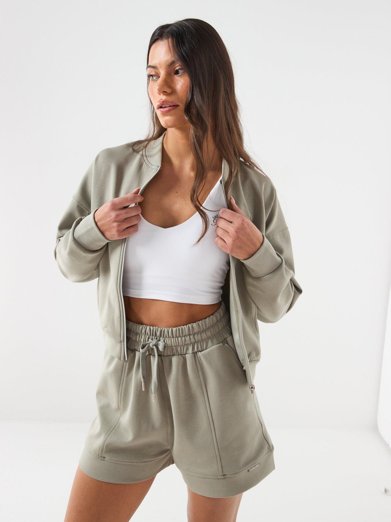  image of gym-king-womens-retreat-cropped-bomber-sage-green
