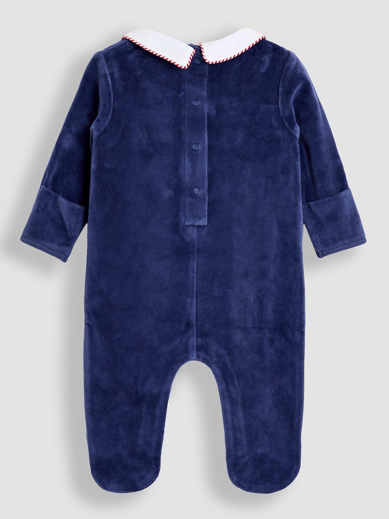 back image of jojo-maman-bebe-baby-boys-soldier-smocked-velour-all-in-one-navy