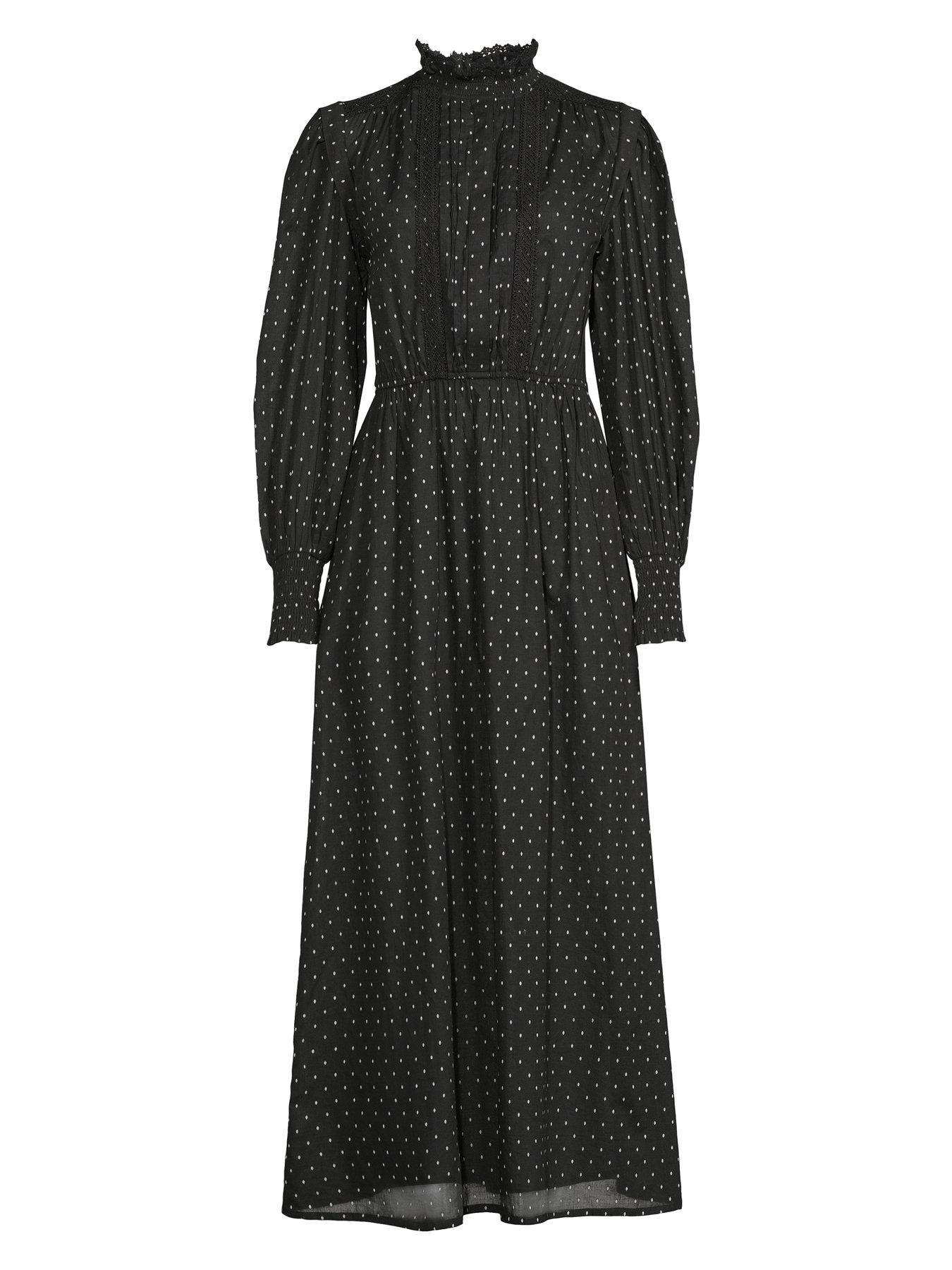 Image 7 of 7 of The Very Collection Polka Dot High Neck Midi Dress - Black