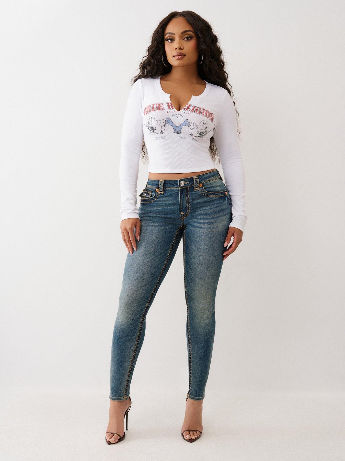 Image 3 of 5 of TRUE RELIGION Buddha V Notch Rib Long Sleeve T-Shirt - White