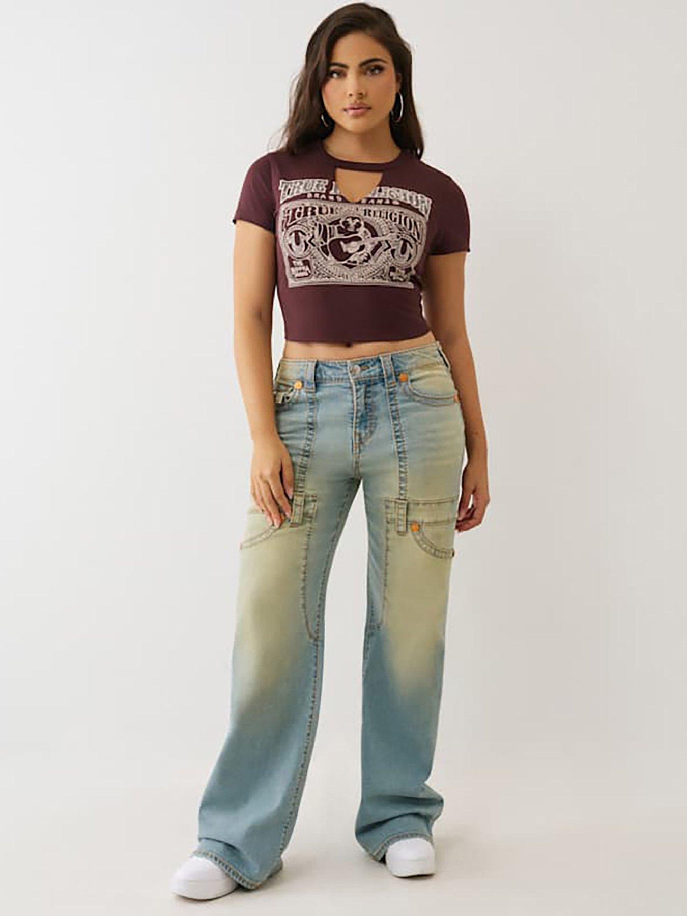  image of true-religion-crystal-buddha-keyhole-short-sleeve-baby-t-shirt-dark-brown