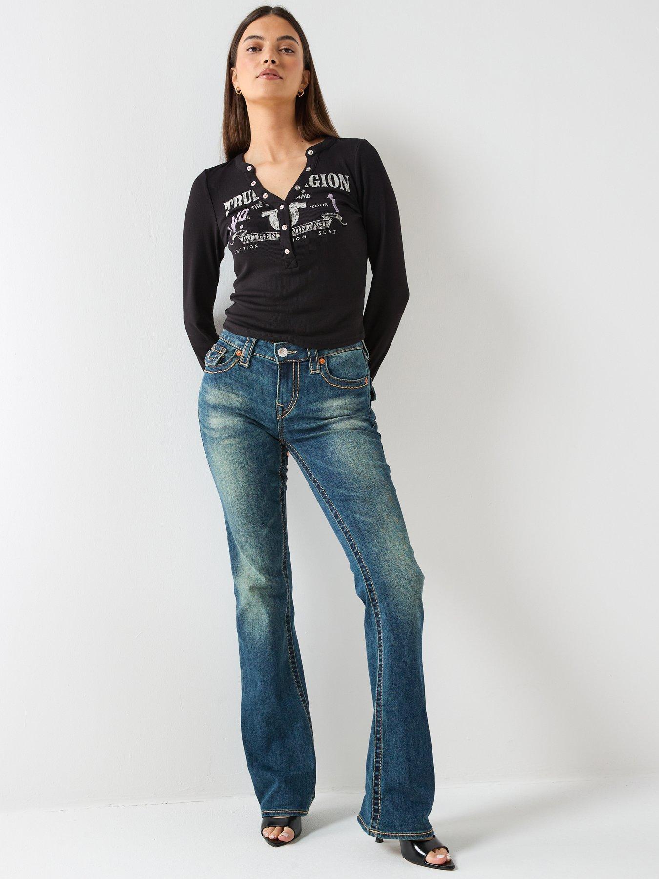 back image of true-religion-printed-ribbed-henley-long-sleeve-top-black