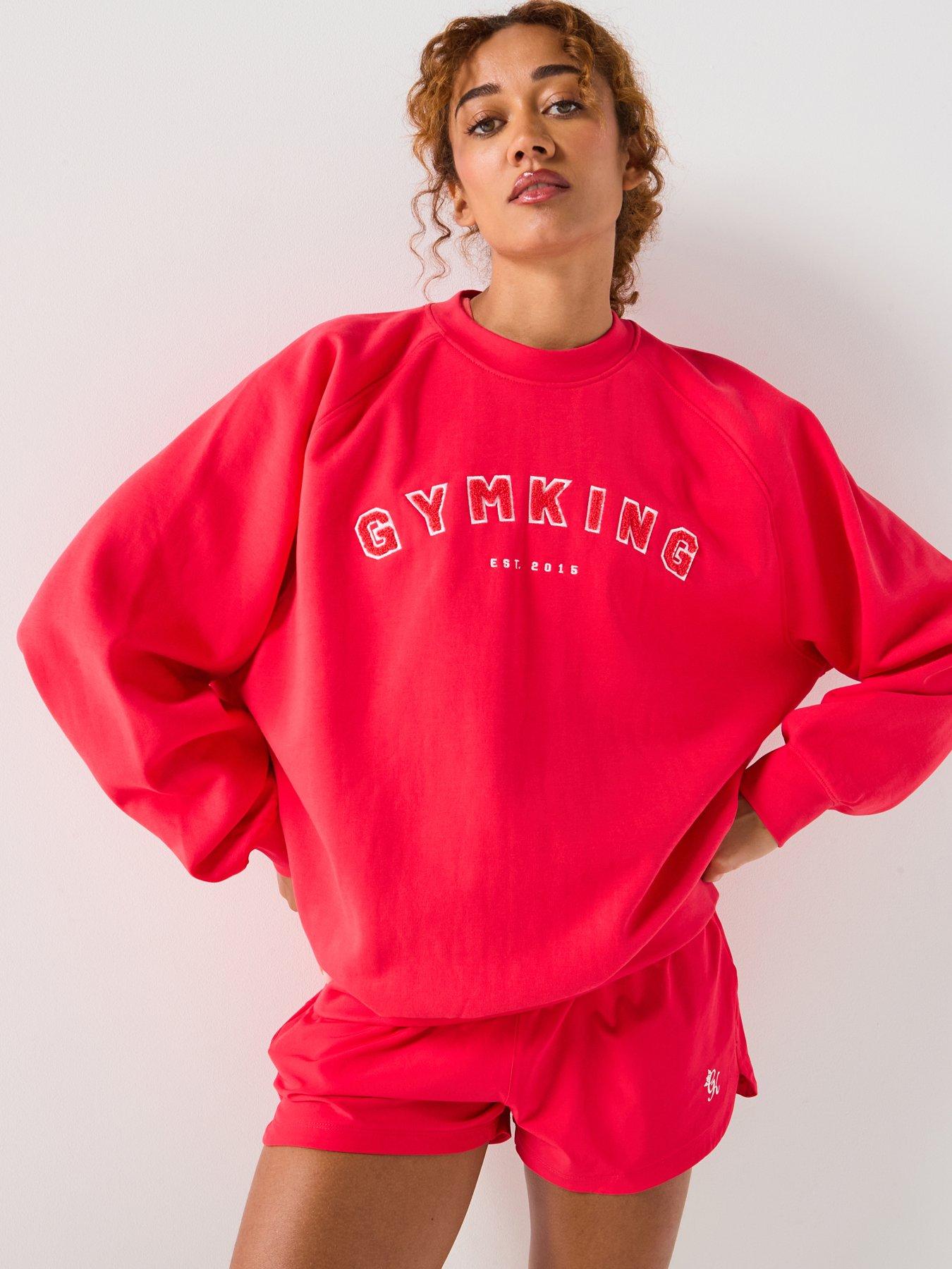 Image 1 of 6 of Gym King Womens Shadow Oversized Crew - Red