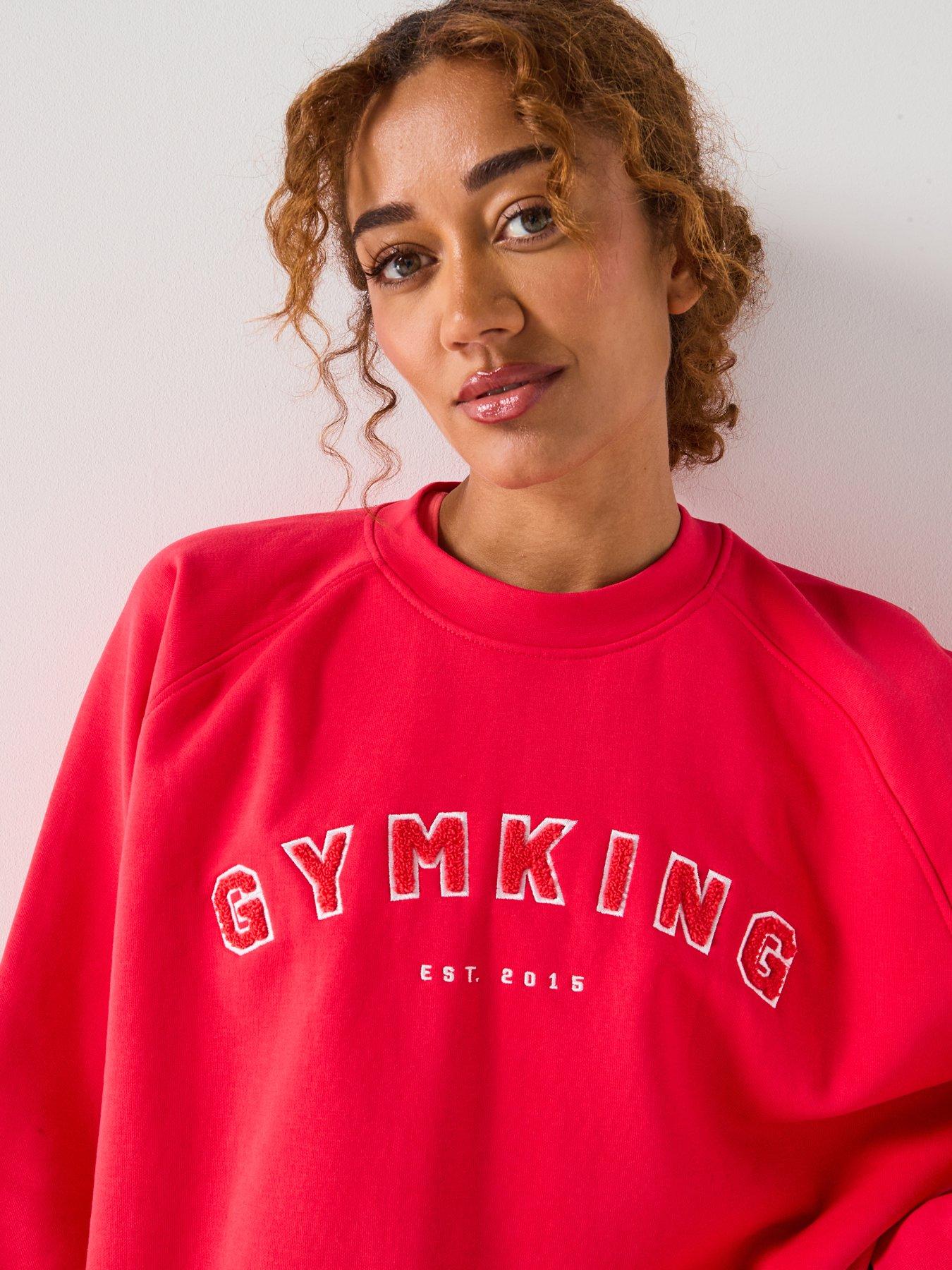 Image 5 of 6 of Gym King Womens Shadow Oversized Crew - Red