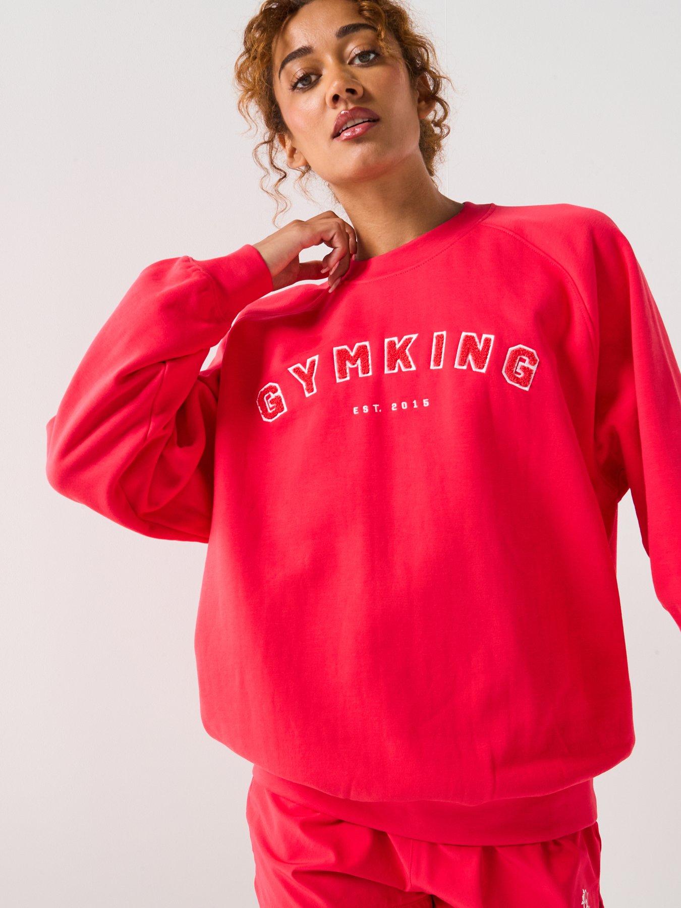Image 6 of 6 of Gym King Womens Shadow Oversized Crew - Red