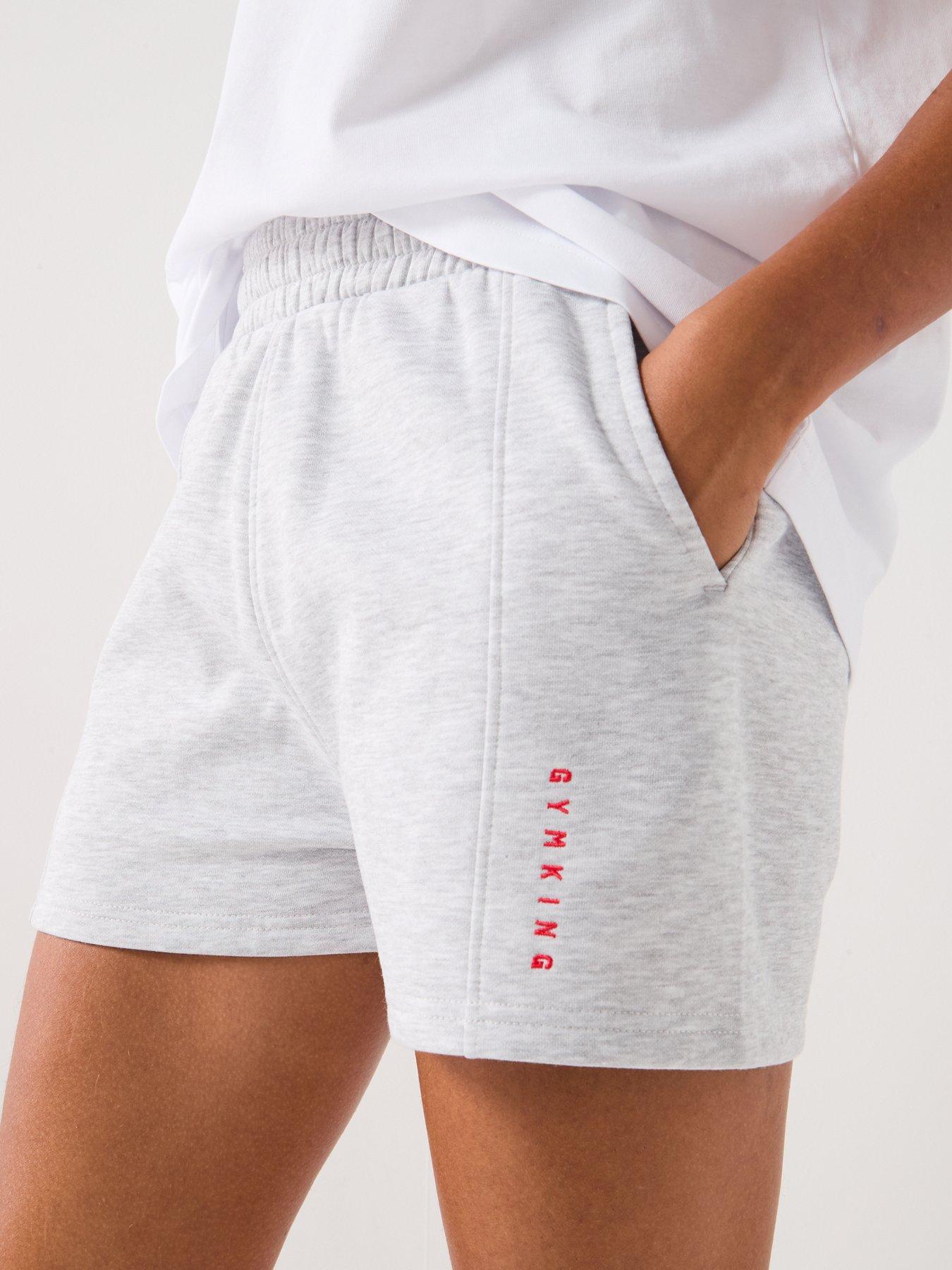  image of gym-king-womens-shadow-seam-detail-short-snow-marl